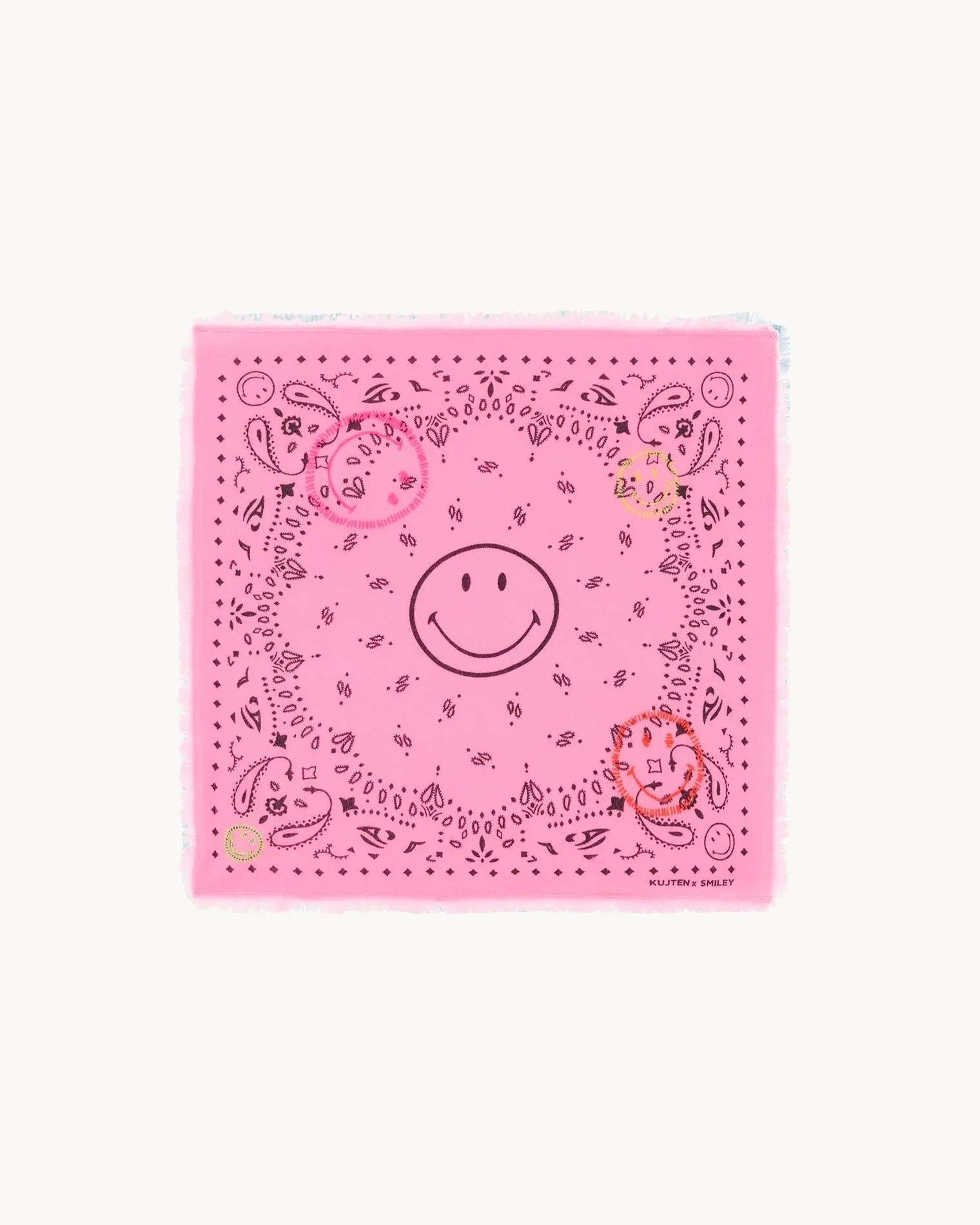 KUJTEN Bandana Hachi Smiley Brode Bubblegum Pink - Bandana - My Suti