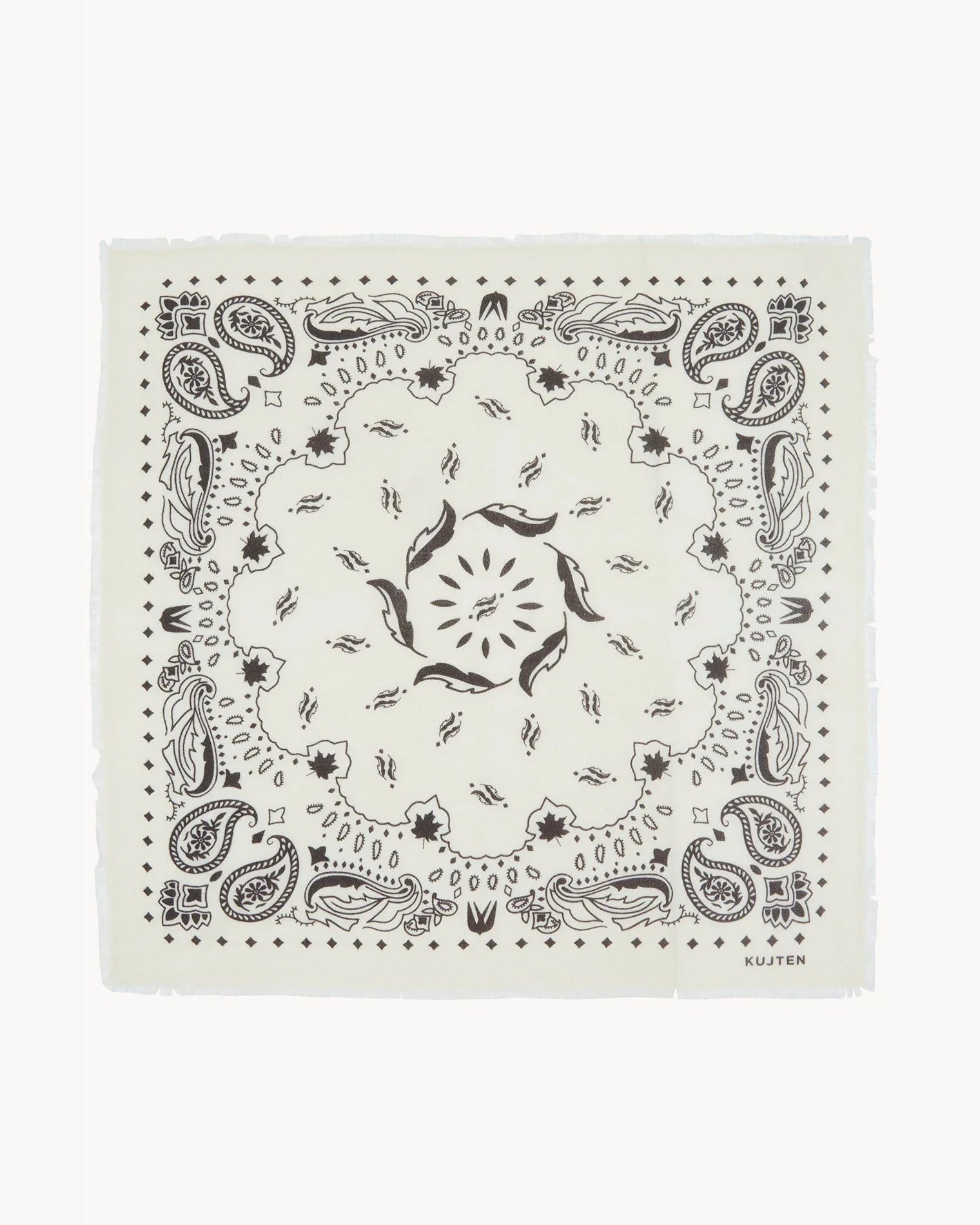 KUJTEN Large Bandana Hachiko Feather White Brown - Bandana - My Suti