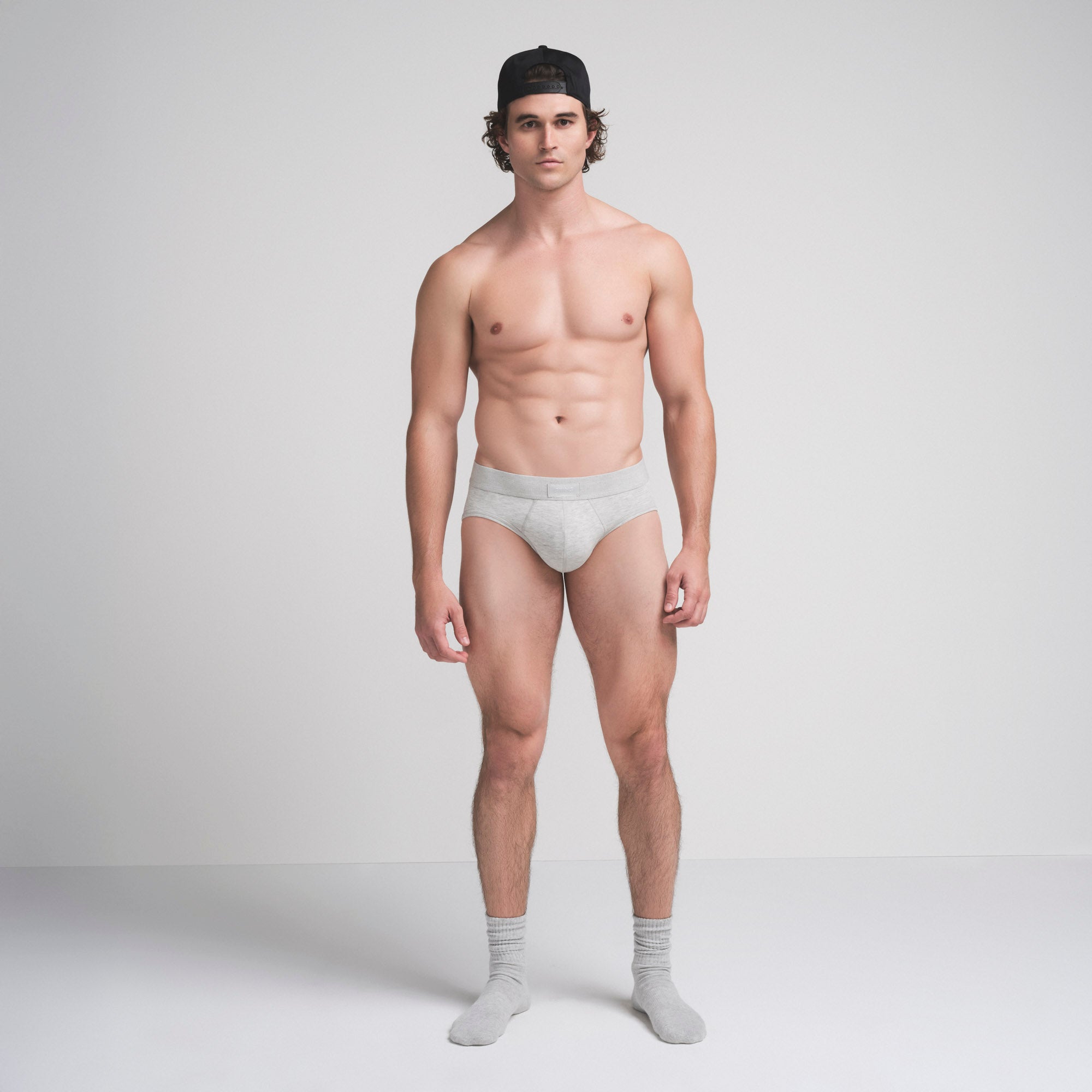 SKIMS COTTON MENS BRIEF | LIGHT HEATHER GREY