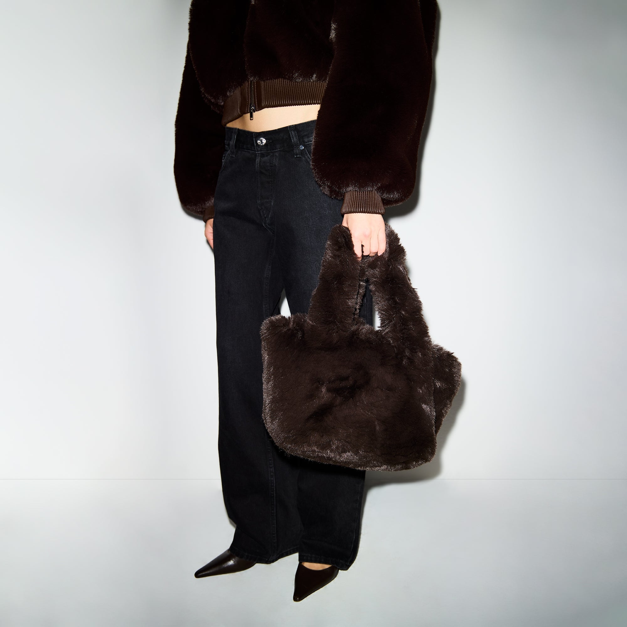 SKIMS FAUX FUR MINI TOTE | ESPRESSO