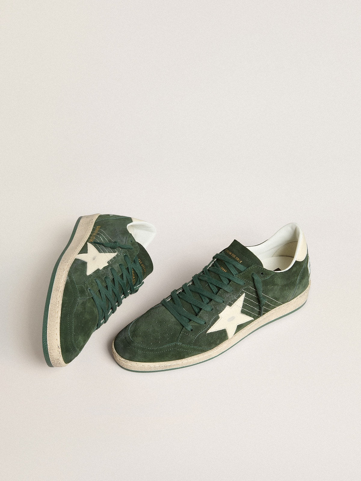 Golden Goose Men's Ball Star in green suede with white leather star and heel tab