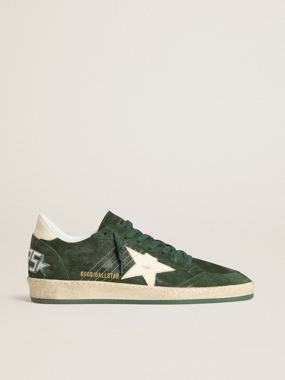 Golden Goose Men's Ball Star in green suede with white leather star and heel tab