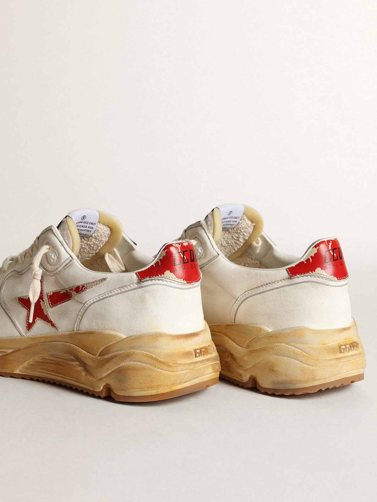 Golden Goose Men's Running Sole with leather star and heel tab with red print