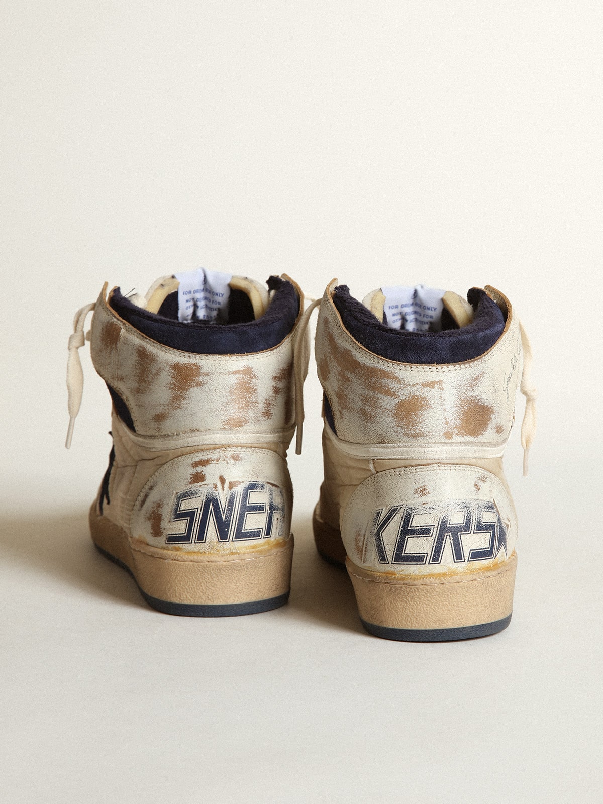Golden Goose Men's Sky-Star in cream-colored nylon and leather with blue suede star