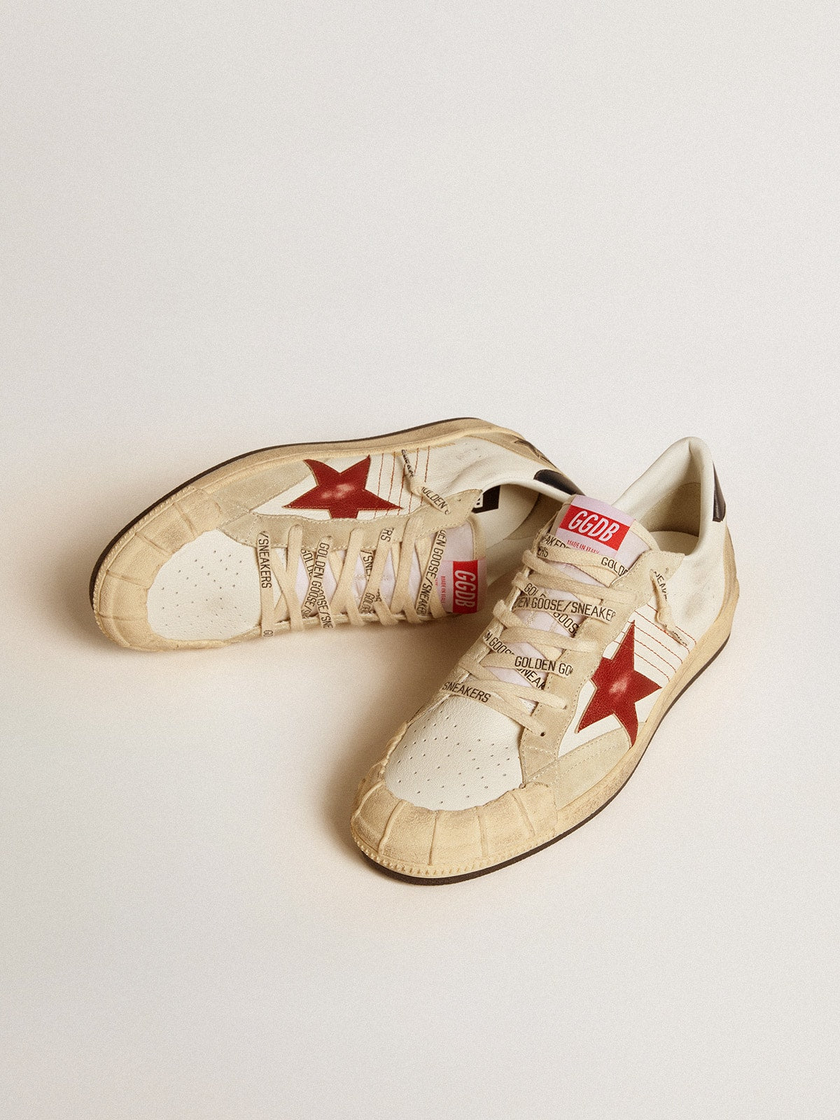 Golden Goose Men's Ball Star LTD in nappa leather with red leather star and leather heel tab