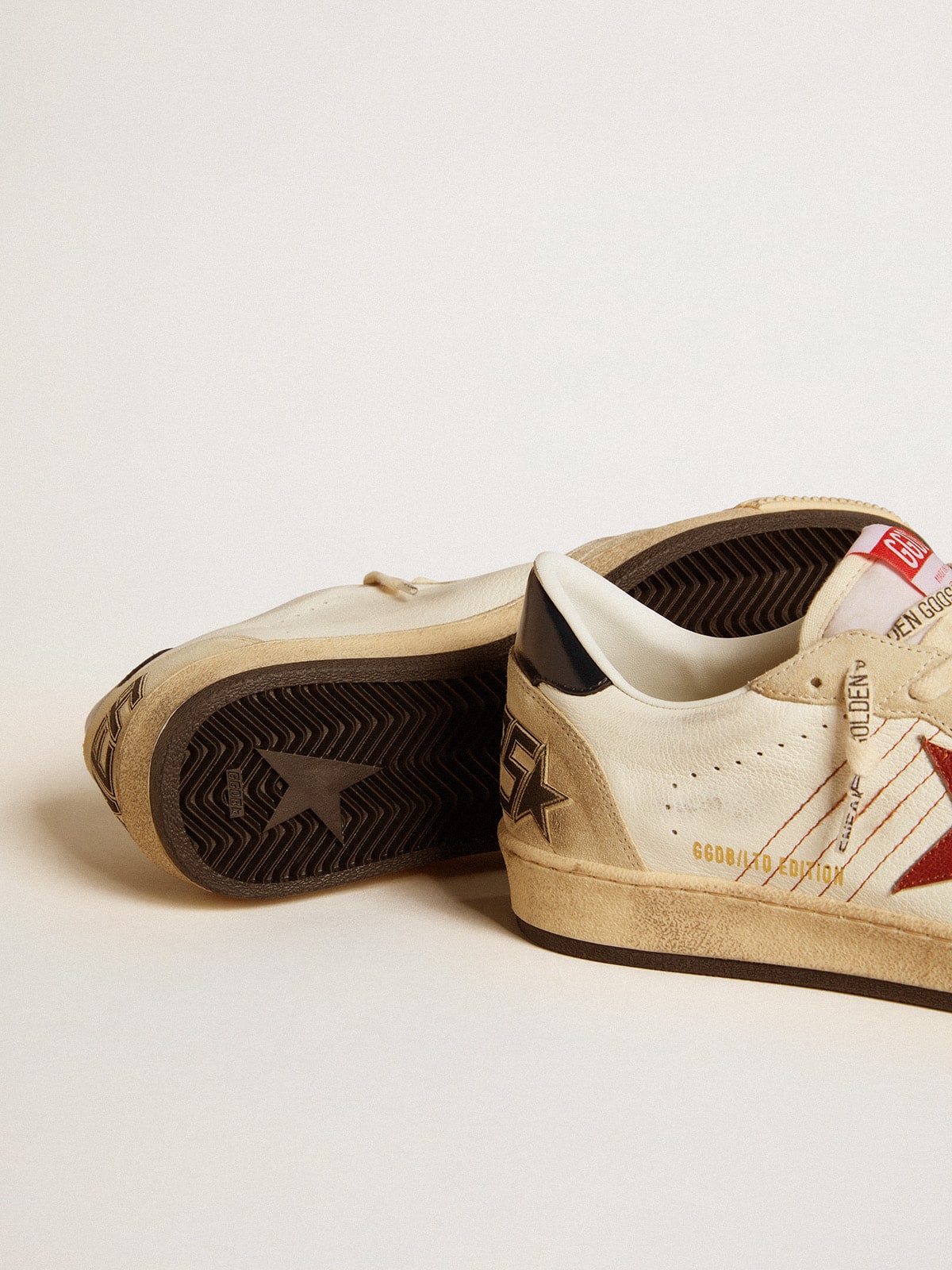 Golden Goose Men's Ball Star LTD in nappa leather with red leather star and leather heel tab