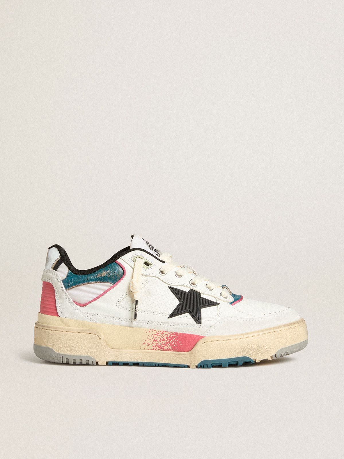 Golden Goose Men's Forty2 with black star and silver foiled leather heel tab