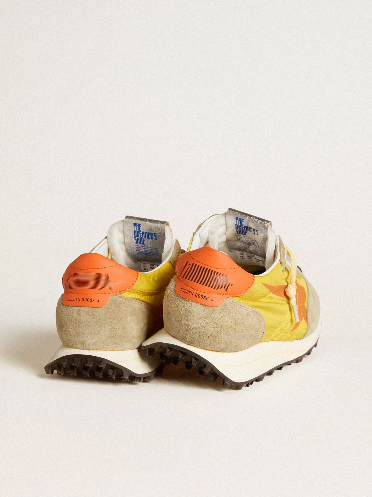 Golden Goose Men’s Marathon with yellow nylon upper and orange star