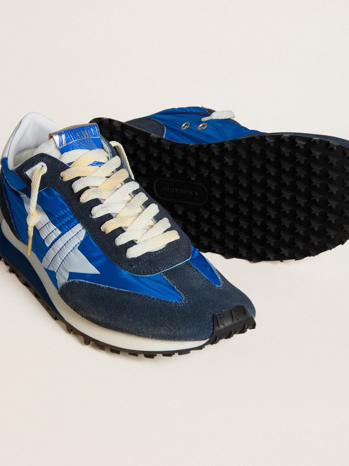 Golden Goose Men’s Marathon with blue nylon upper and white star