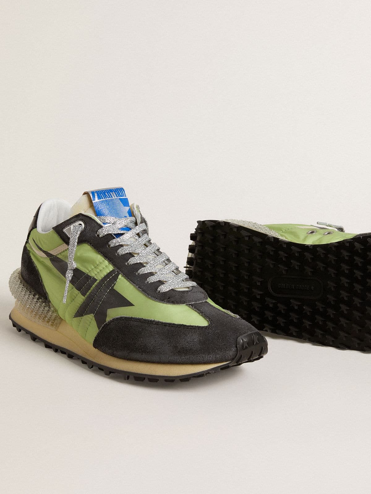 Golden Goose Men's Marathon with green nylon upper and black star