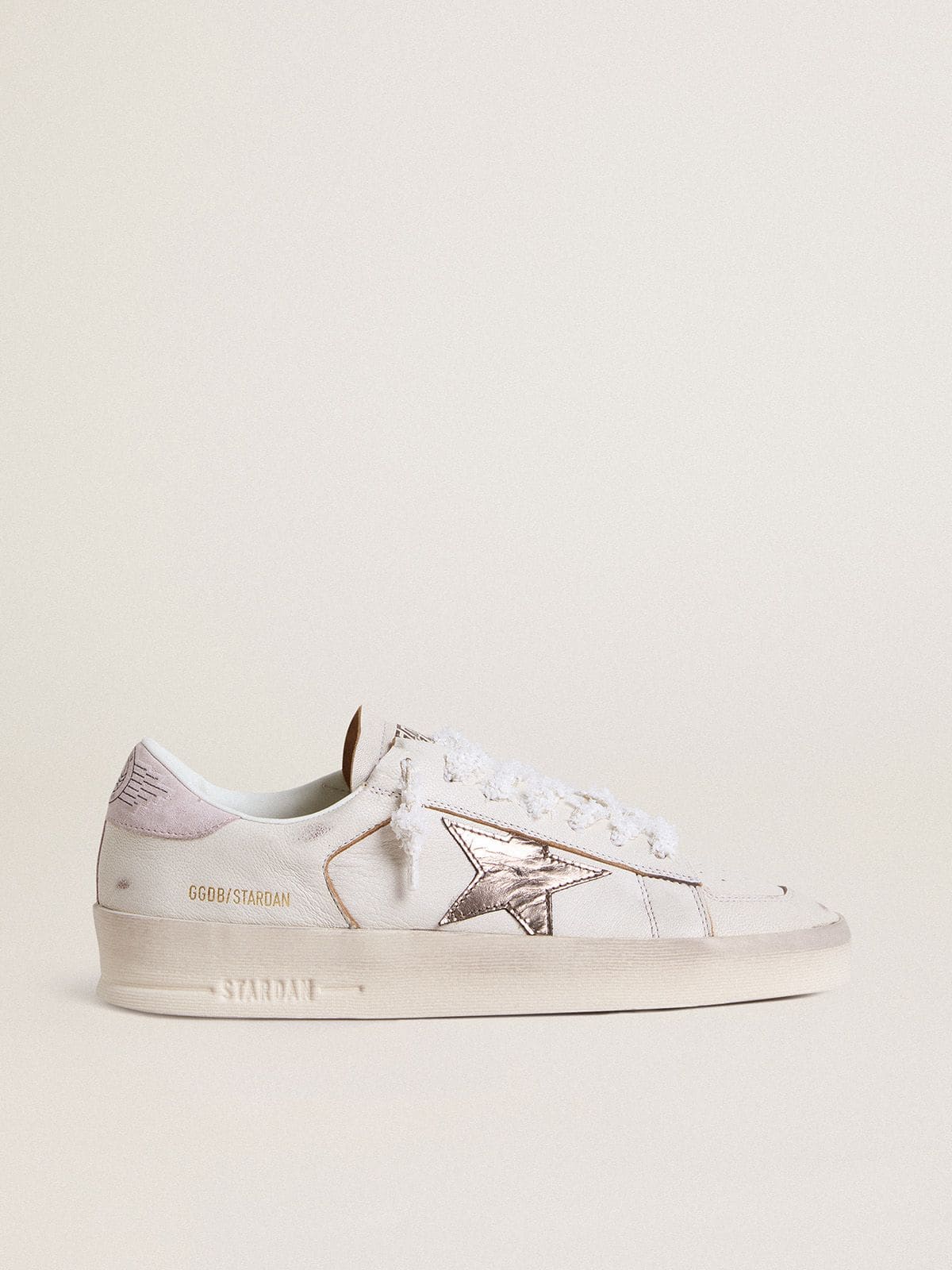 Golden Goose Stardan in nappa leather with metallic silver leather star and pink suede heel tab