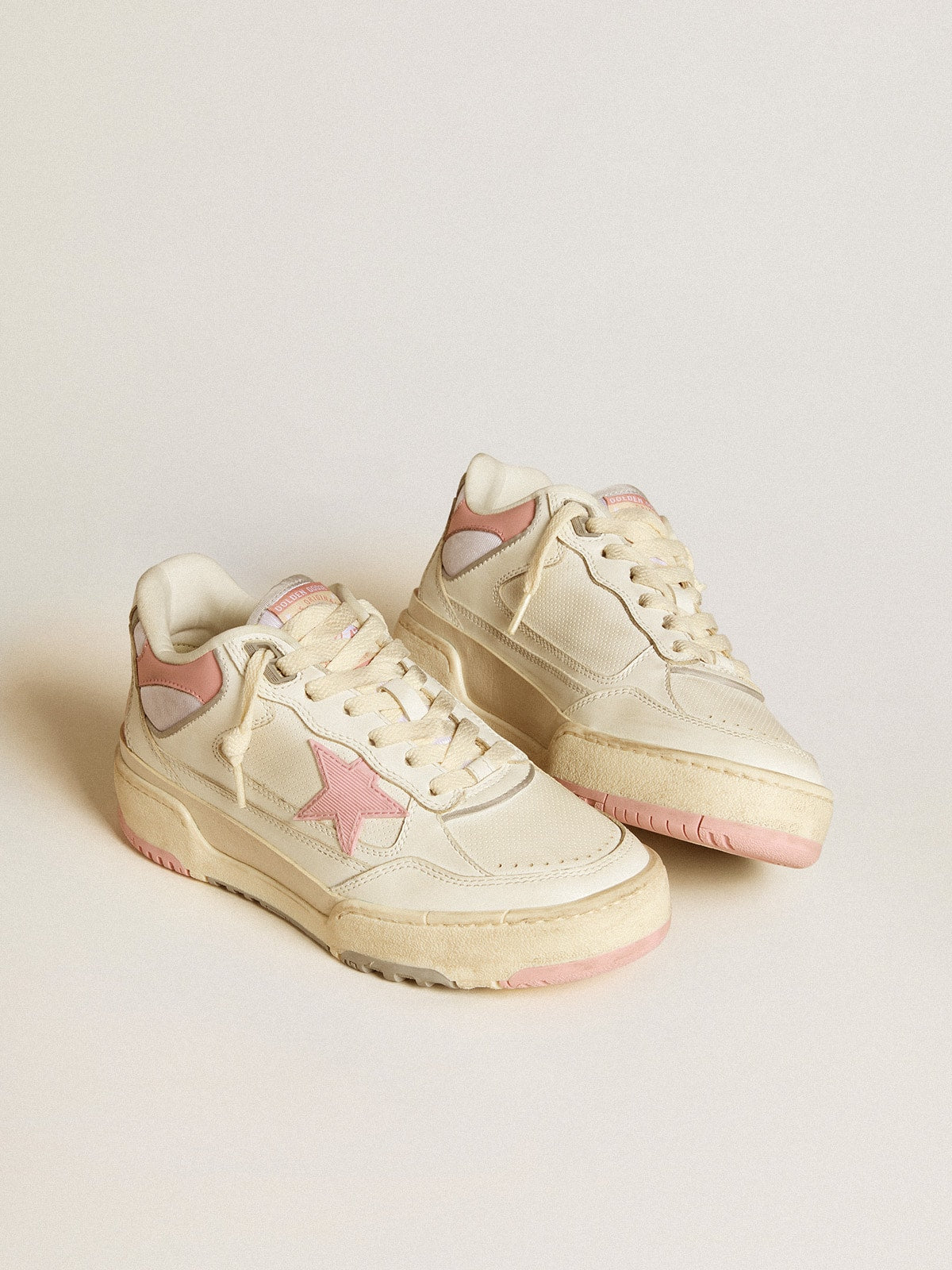 Golden Goose Women’s Forty2 with pink star and white leather heel tab