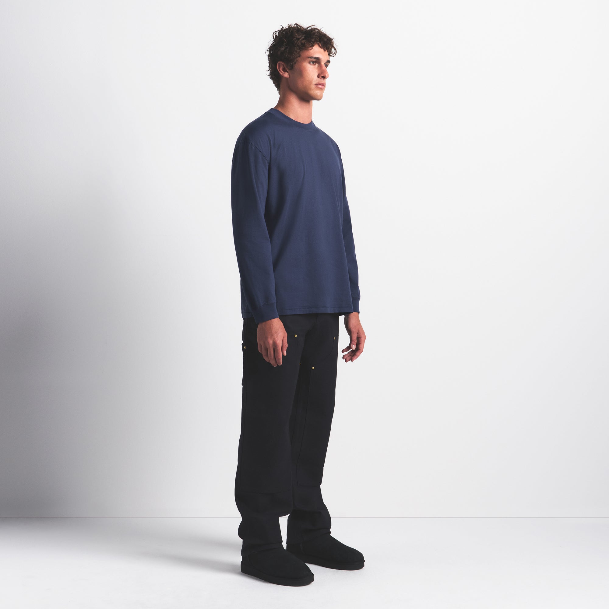 SKIMS HEAVYWEIGHT COTTON MENS RELAXED LONG SLEEVE T-SHIRT | DAMSON