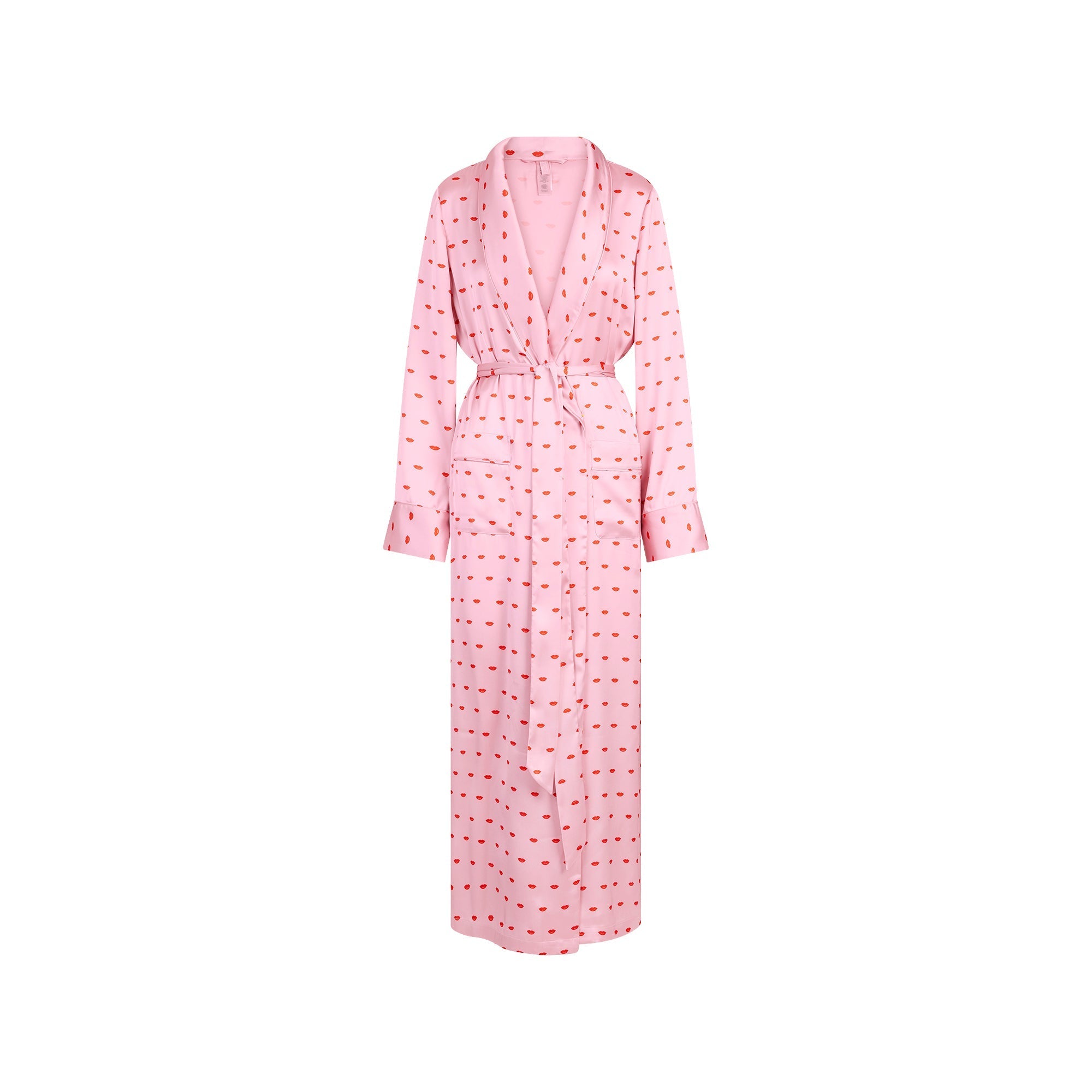 SKIMS WOVEN SHINE LONG ROBE | HALITE KIMS LIPS PRINT
