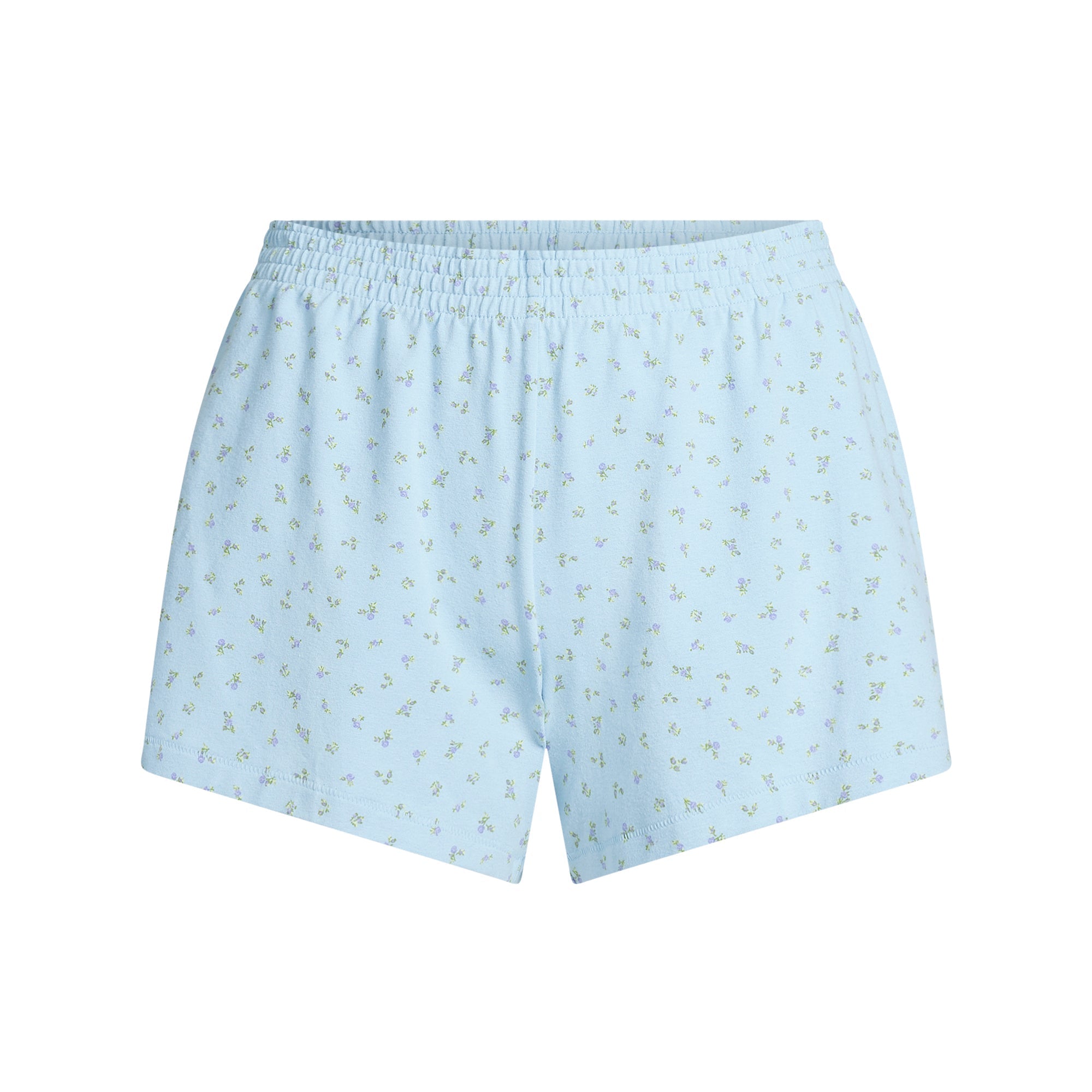SKIMS COTTON JERSEY LOOSE SHORT | POWDER BLUE MICRO FLORAL