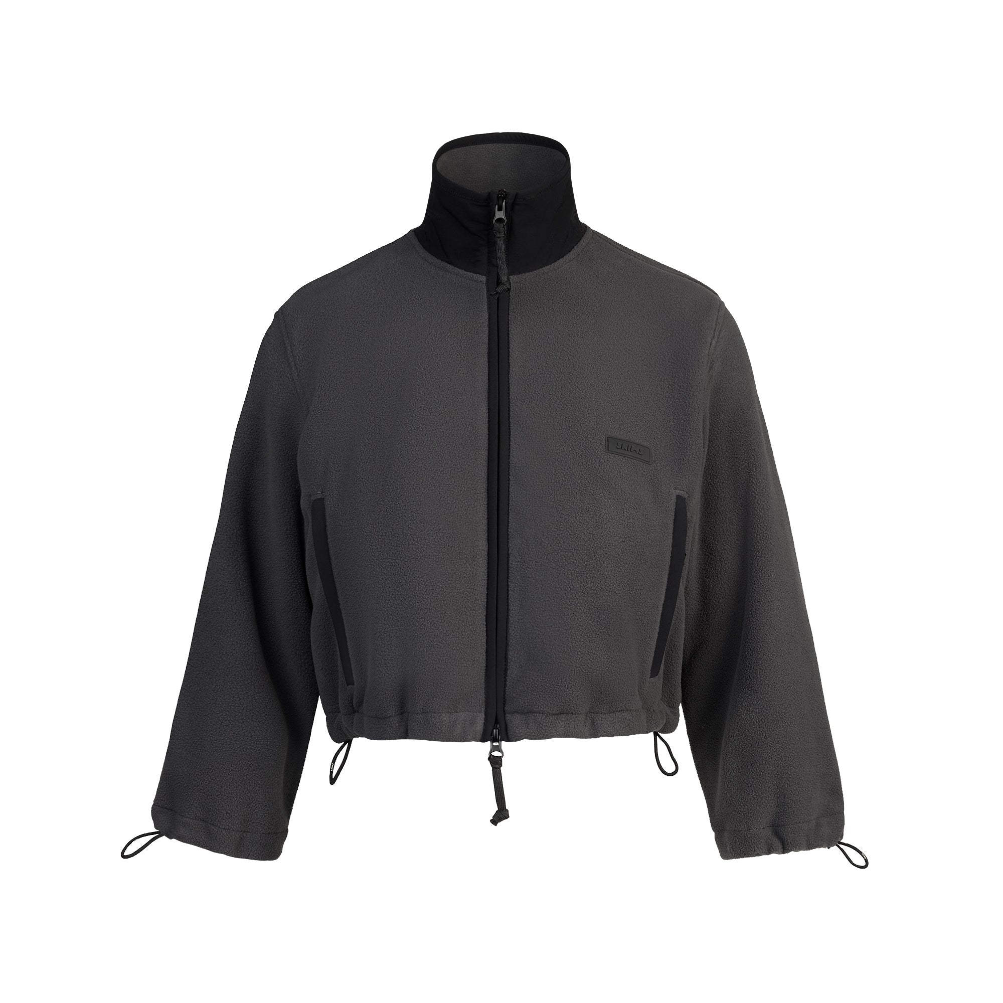 SKIMS OUTDOOR FLEECE CROPPED 3/4 SLEEVE JACKET | ASH