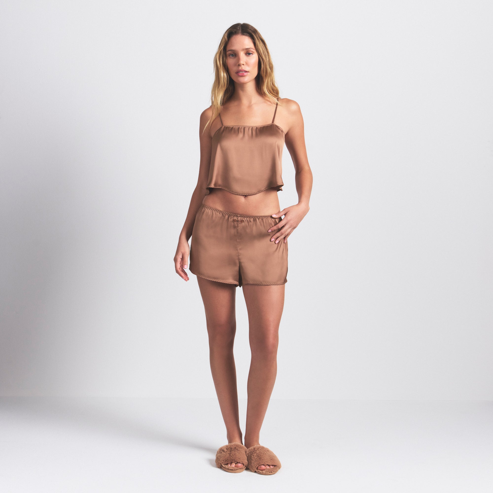 SKIMS WOVEN SHINE CAMI AND SHORT SLEEP SET | SIENNA