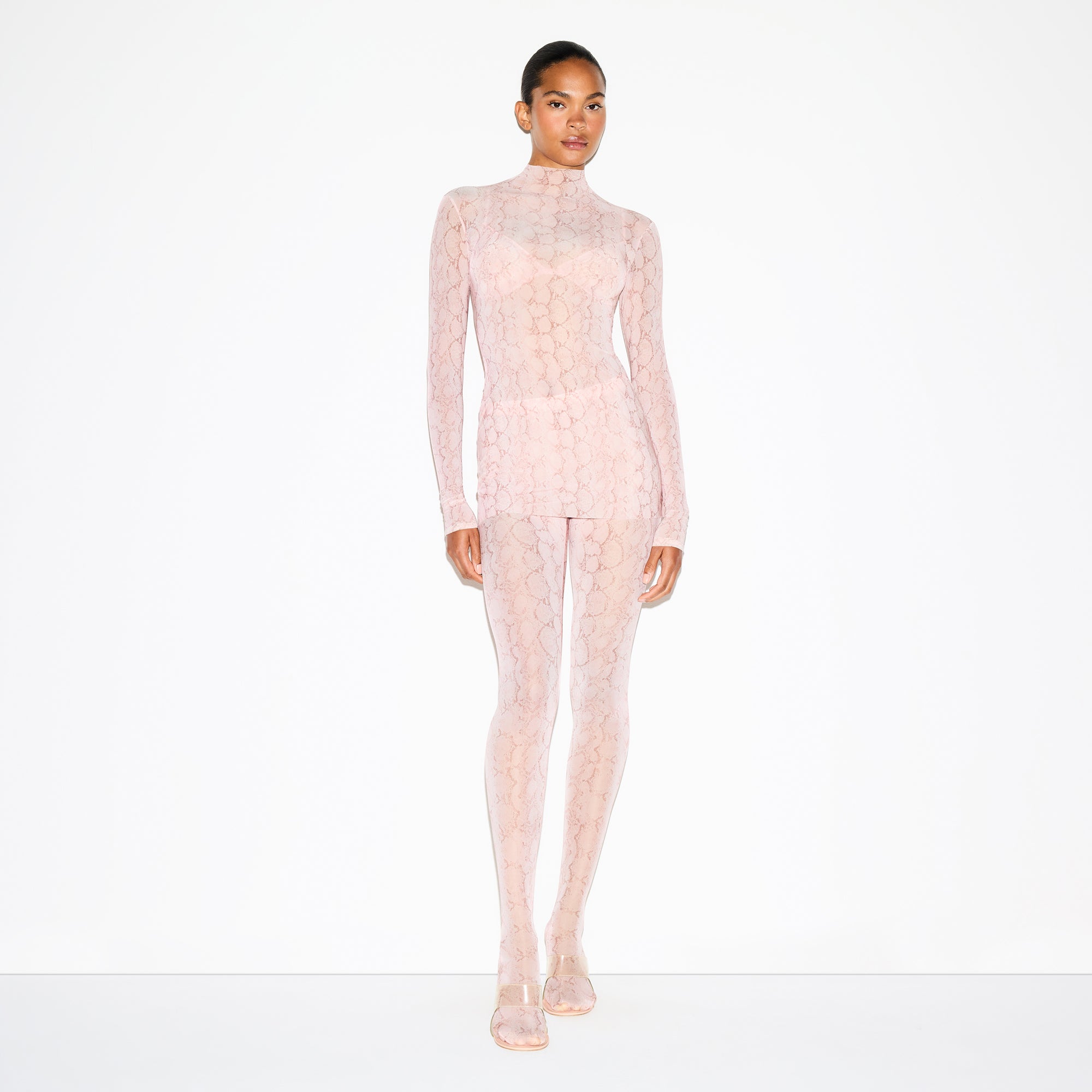 SKIMS MILKY SHEER TUNIC | ROSE PASTEL SNAKE PRINT