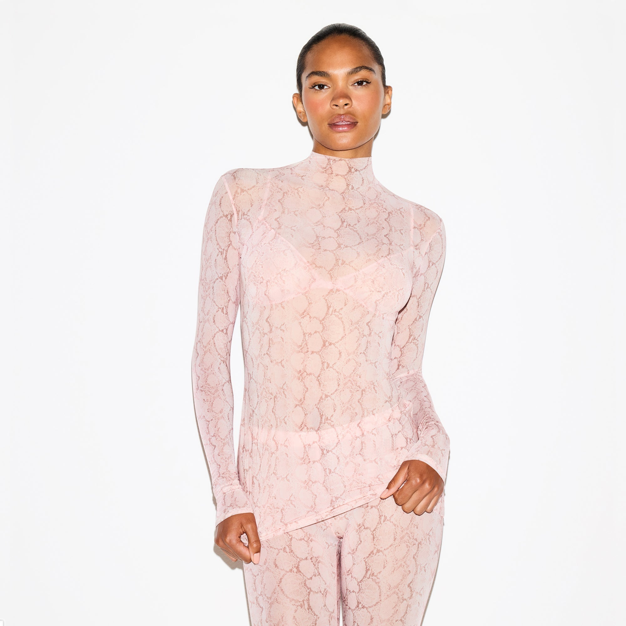 SKIMS MILKY SHEER TUNIC | ROSE PASTEL SNAKE PRINT