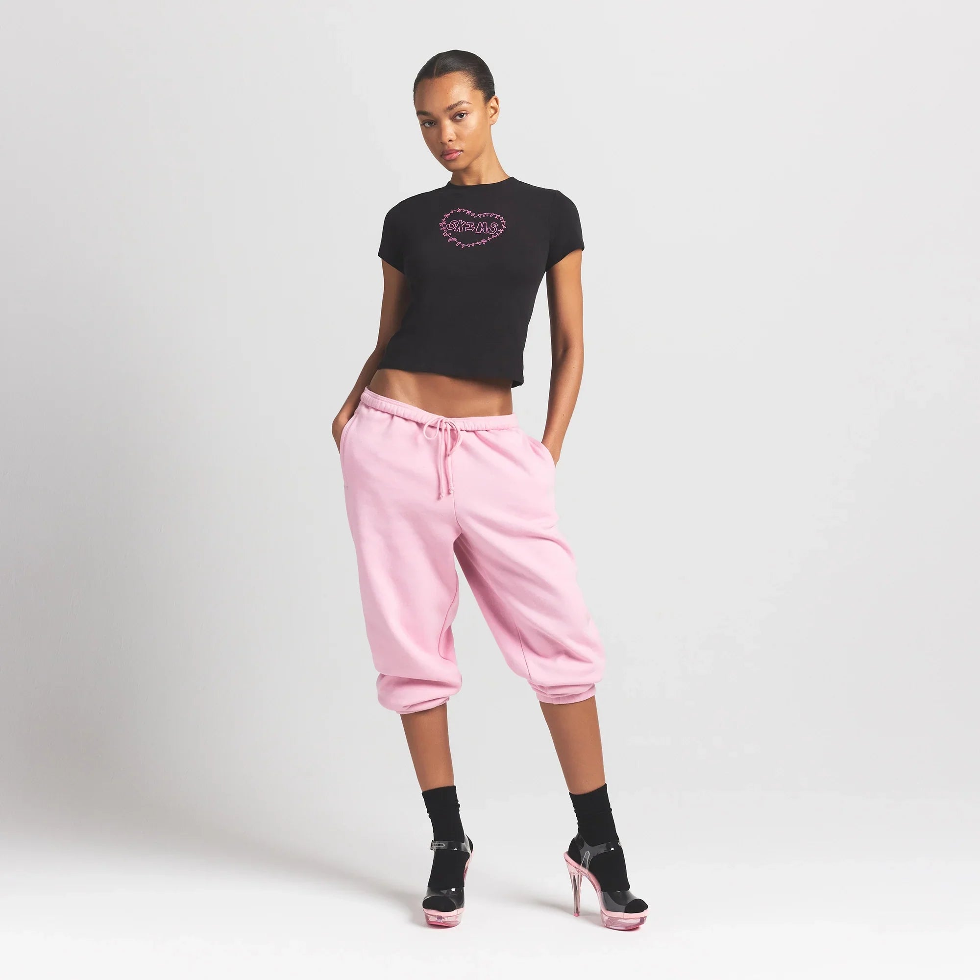 WORN IN JERSEY T-SHIRT | WASHED ONYX SKIMS HEART