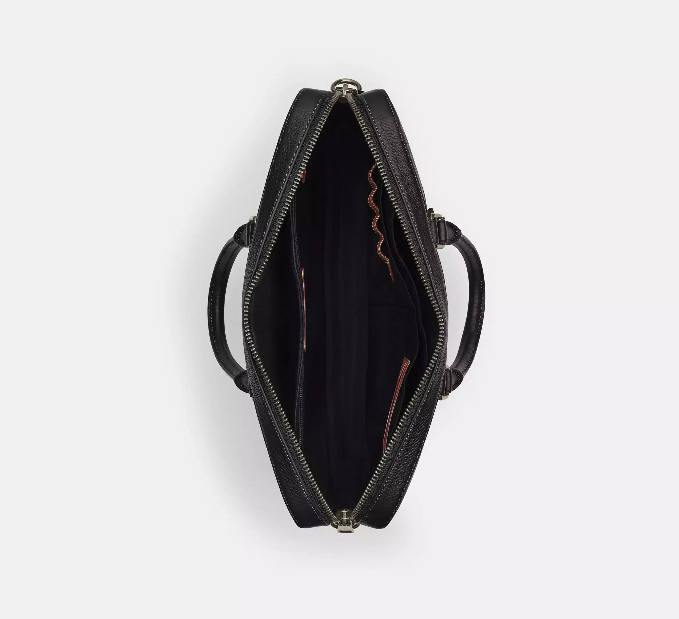 Coach Ethan Slim Brief In Signature Leather - Gunmetal/Black - My Suti