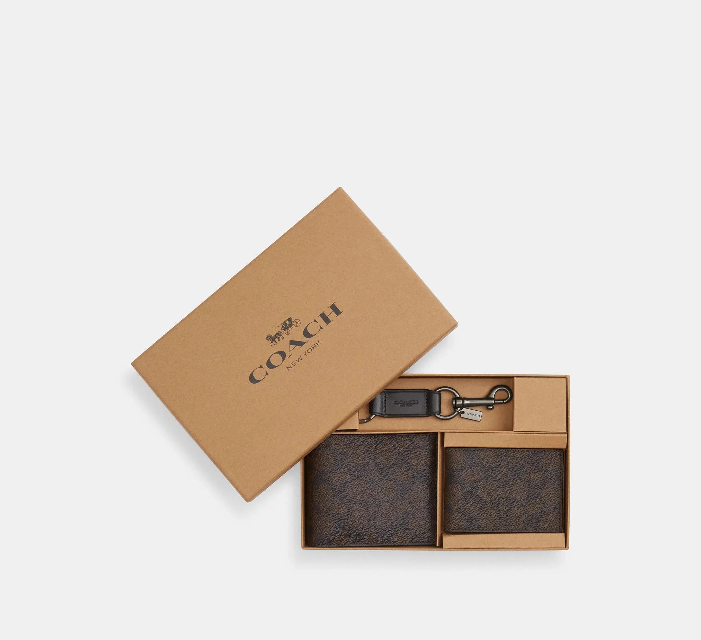 Coach 3 In 1 Wallet Gift Set In Signature Qb/Walnut/Black - My Suti