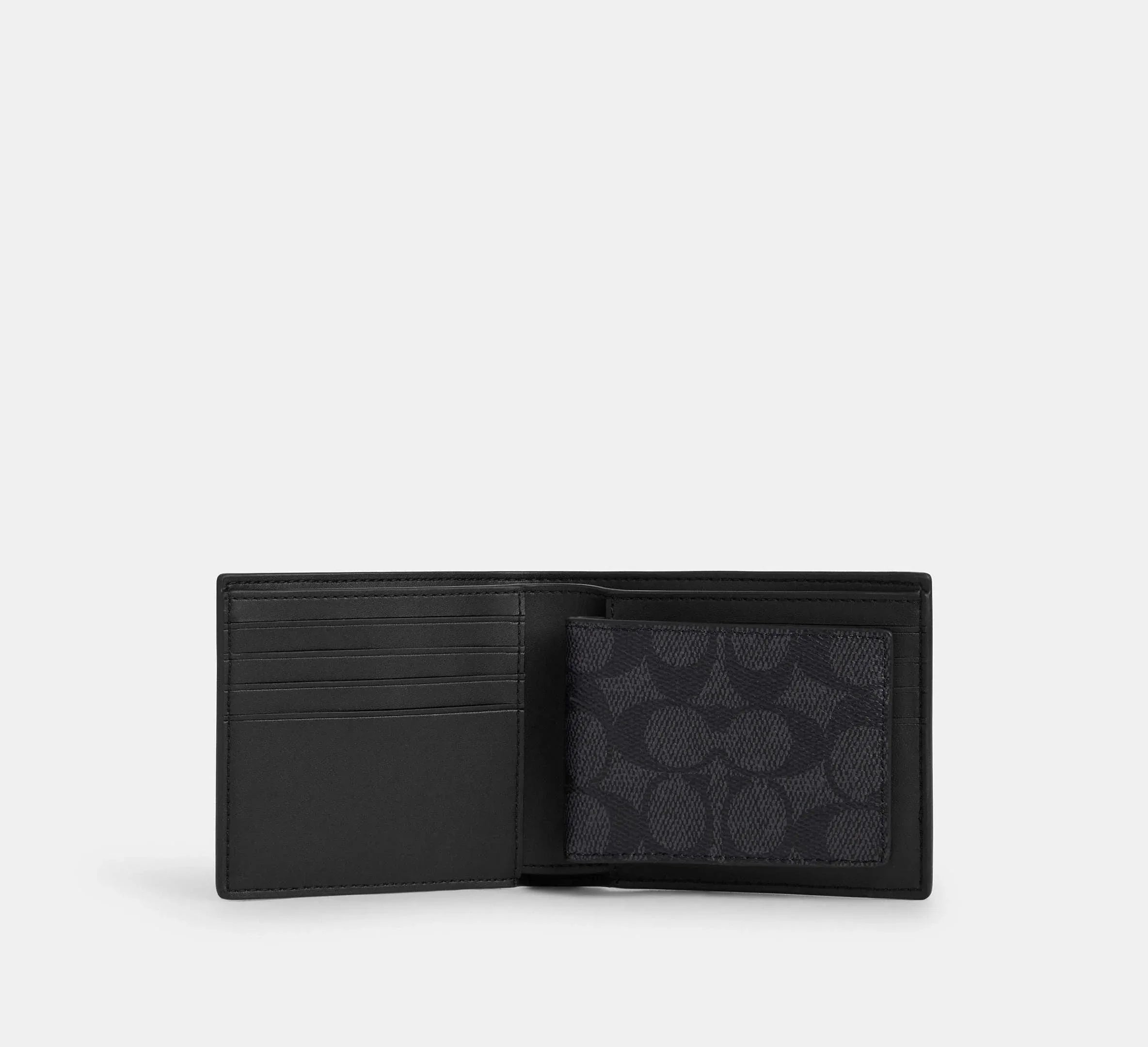 Coach 3 In 1 Wallet In Signature Canvas-Charcoal/Black - My Suti
