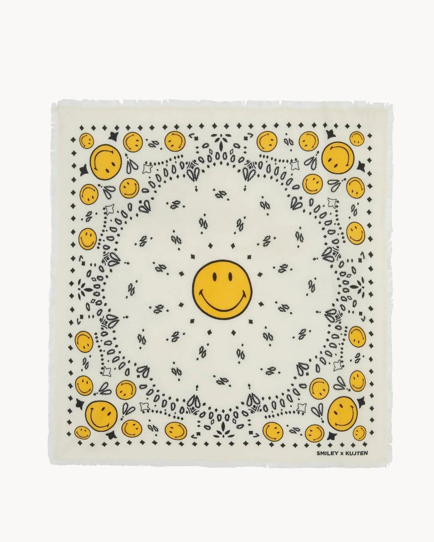 KUJTEN Large Bandana Hachiko Smiley White - Bandana - My Suti