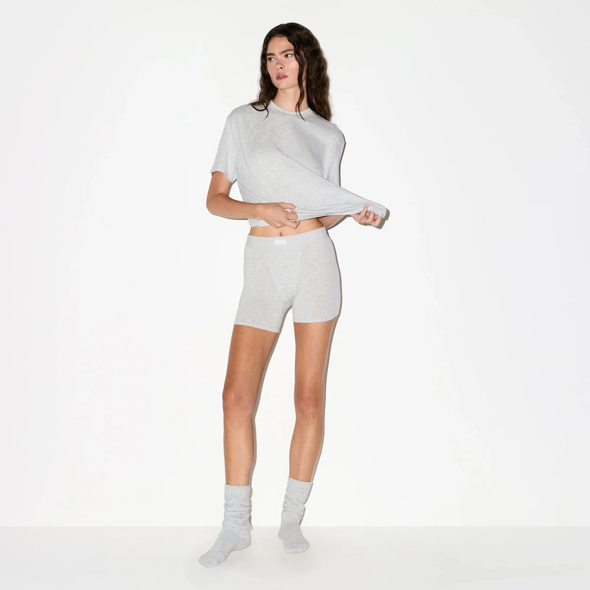 SKIMS BOYFRIEND BOXER | LIGHT HEATHER GREY
