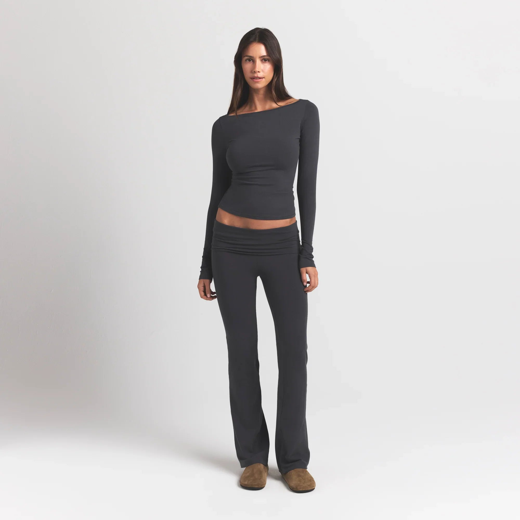 SKIMS COTTON JERSEY FOLDOVER PANT | ASH