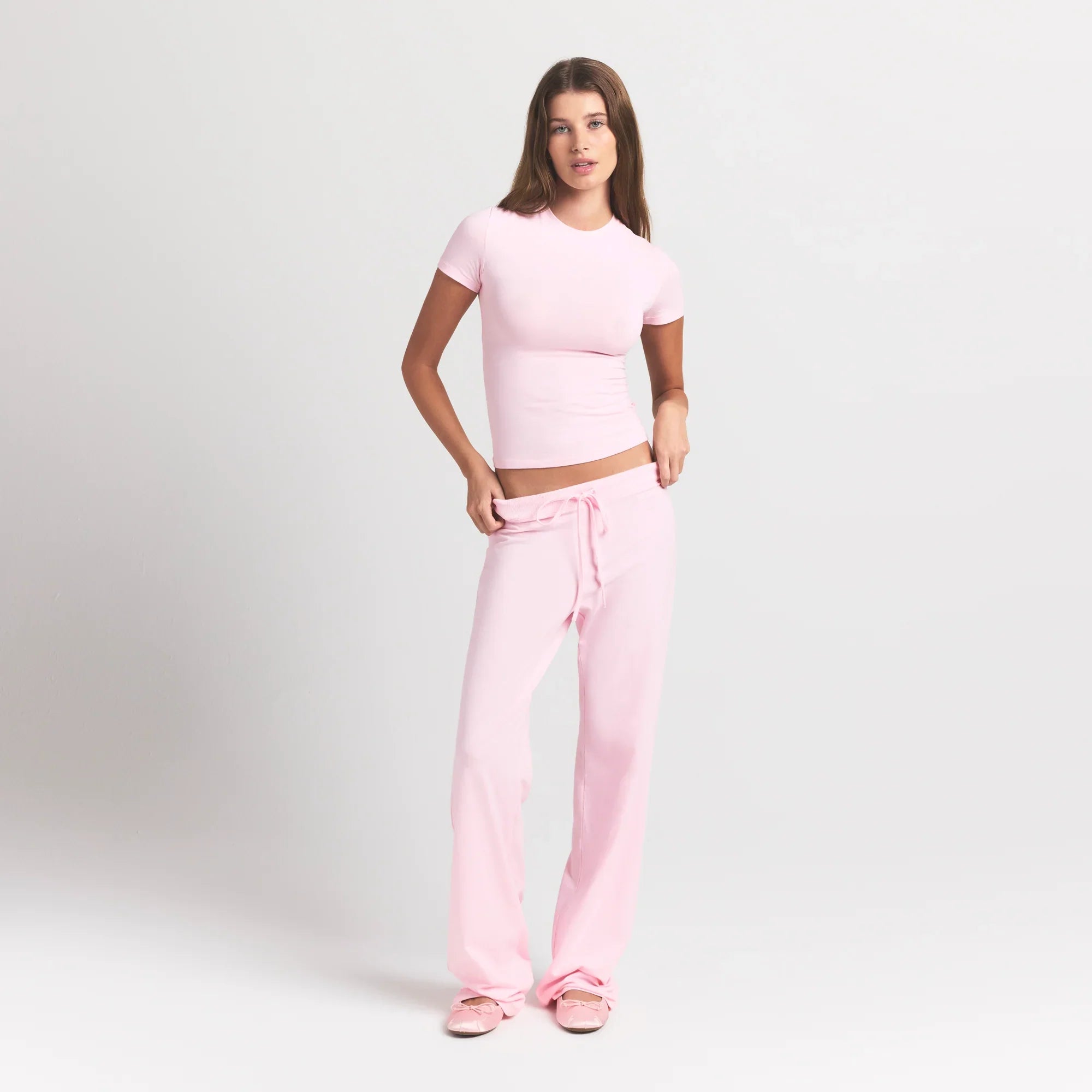 SKIMS COTTON JERSEY STRAIGHT LEG PANT | CHERRY BLOSSOM