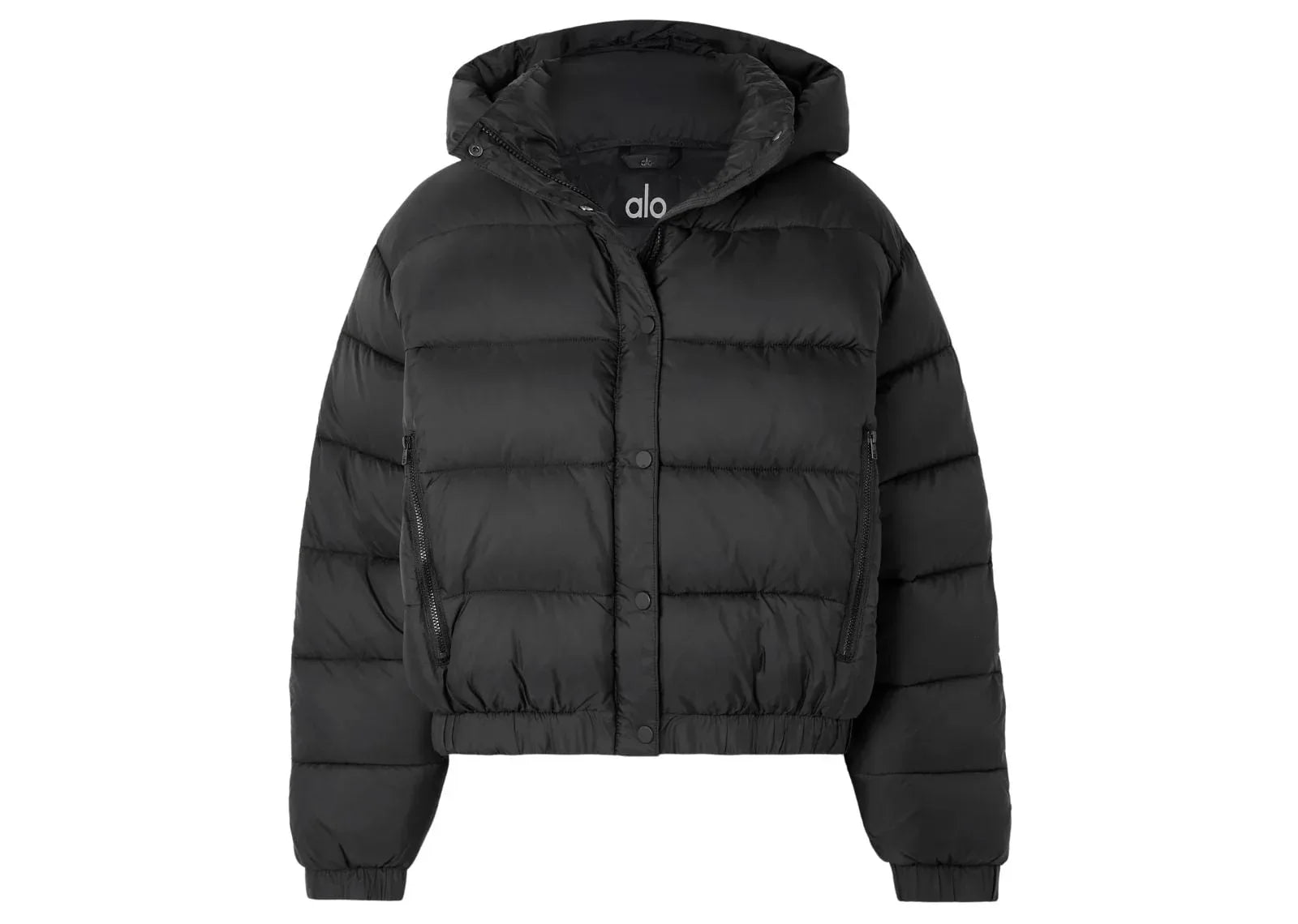 Alo Yoga Aspen Love Hooded Quilted Padded Ripstop Jacket Black - My Suti