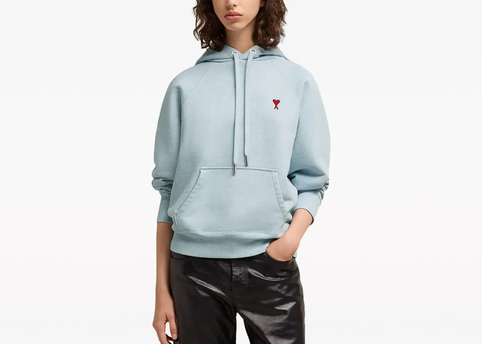 Ami Paris Ami De Coeur Hoodie Light Blue - My Suti