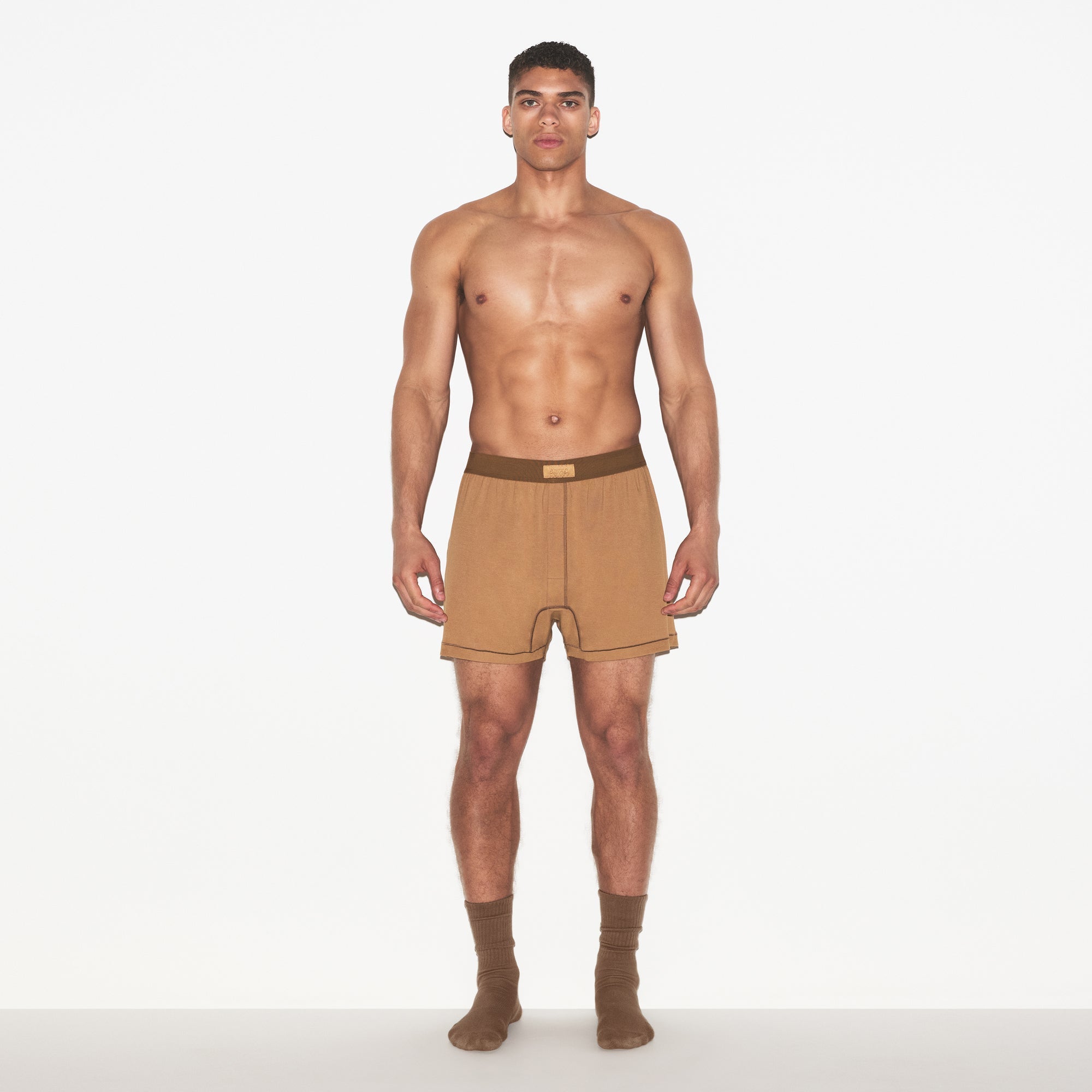 SKIMS COTTON MENS KNIT BOXER 3-PACK | RUSSET MULTI