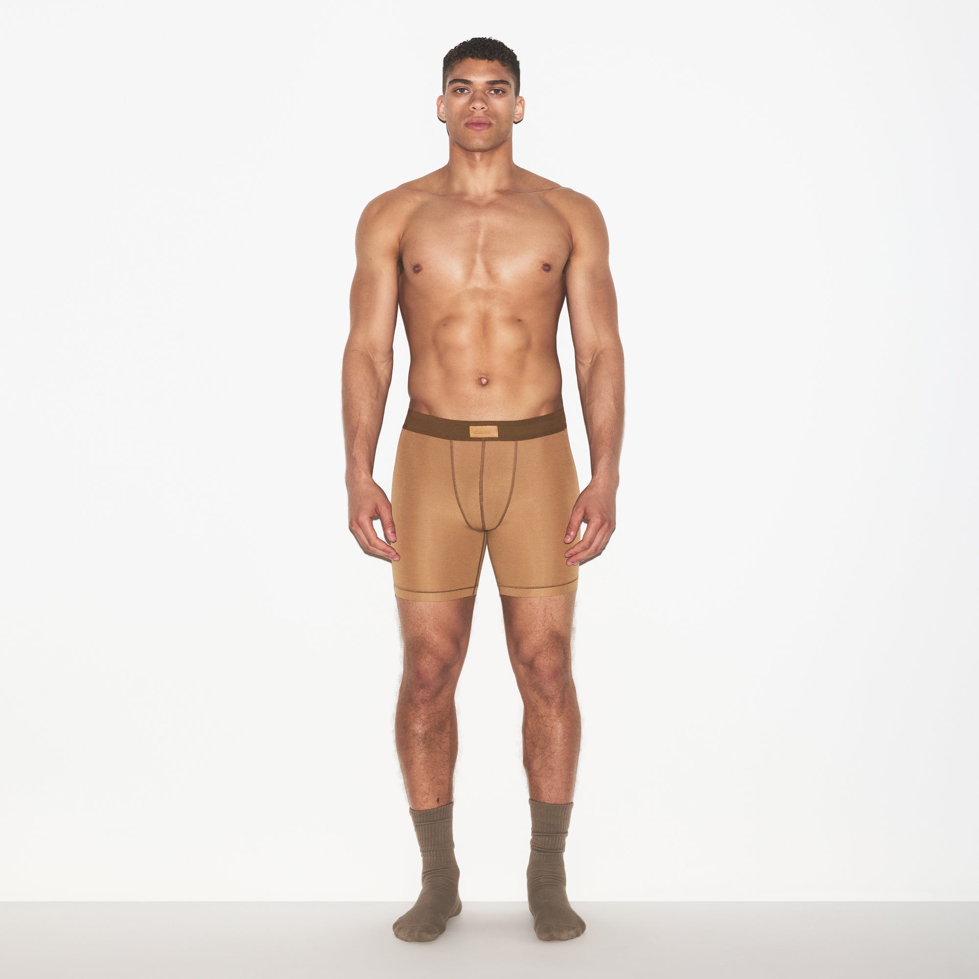 SKIMS COTTON MENS 5" BOXER BRIEF | RUSSET