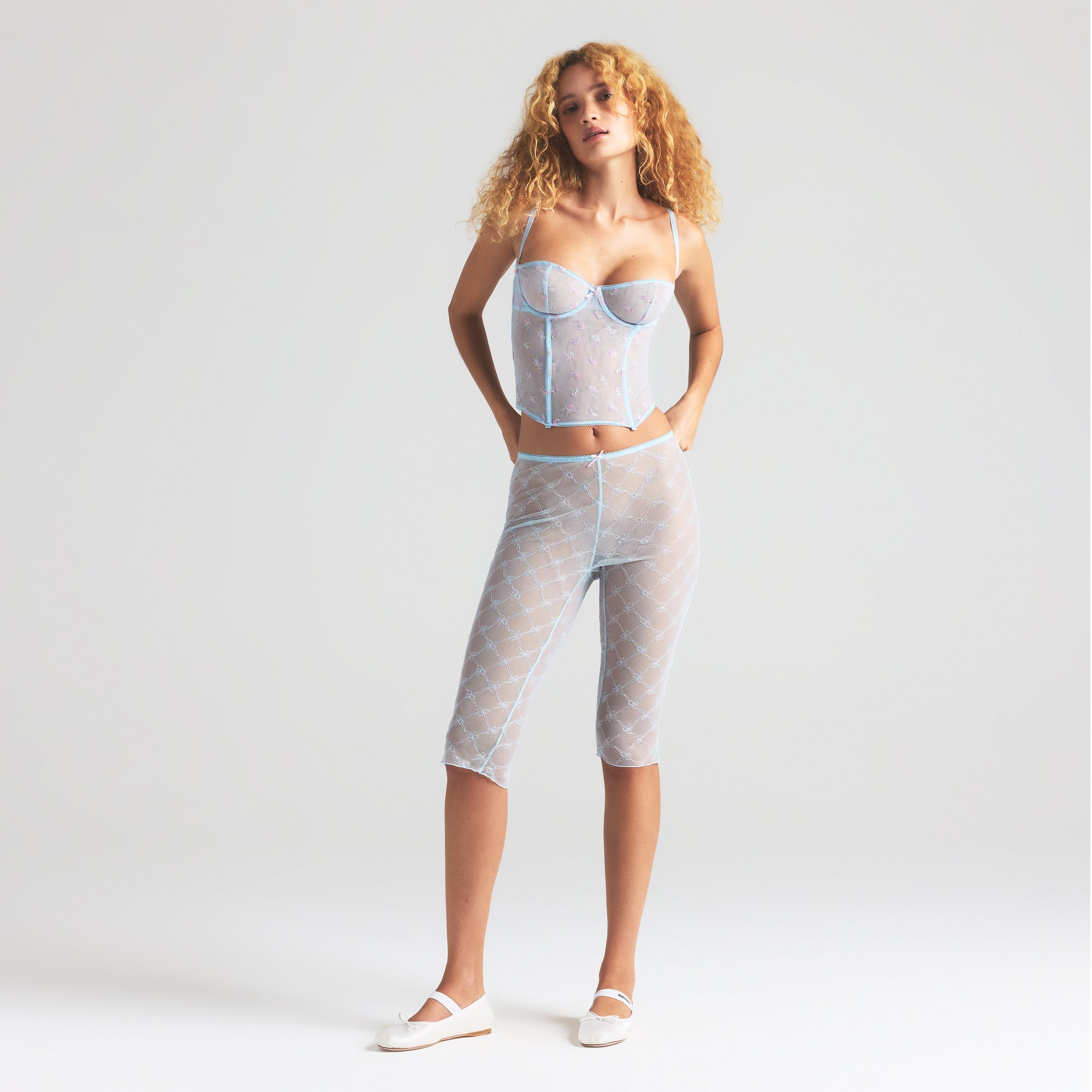 SKIMS SPRING INTIMATES CAPRI | POWDER BLUE BOW TULLE