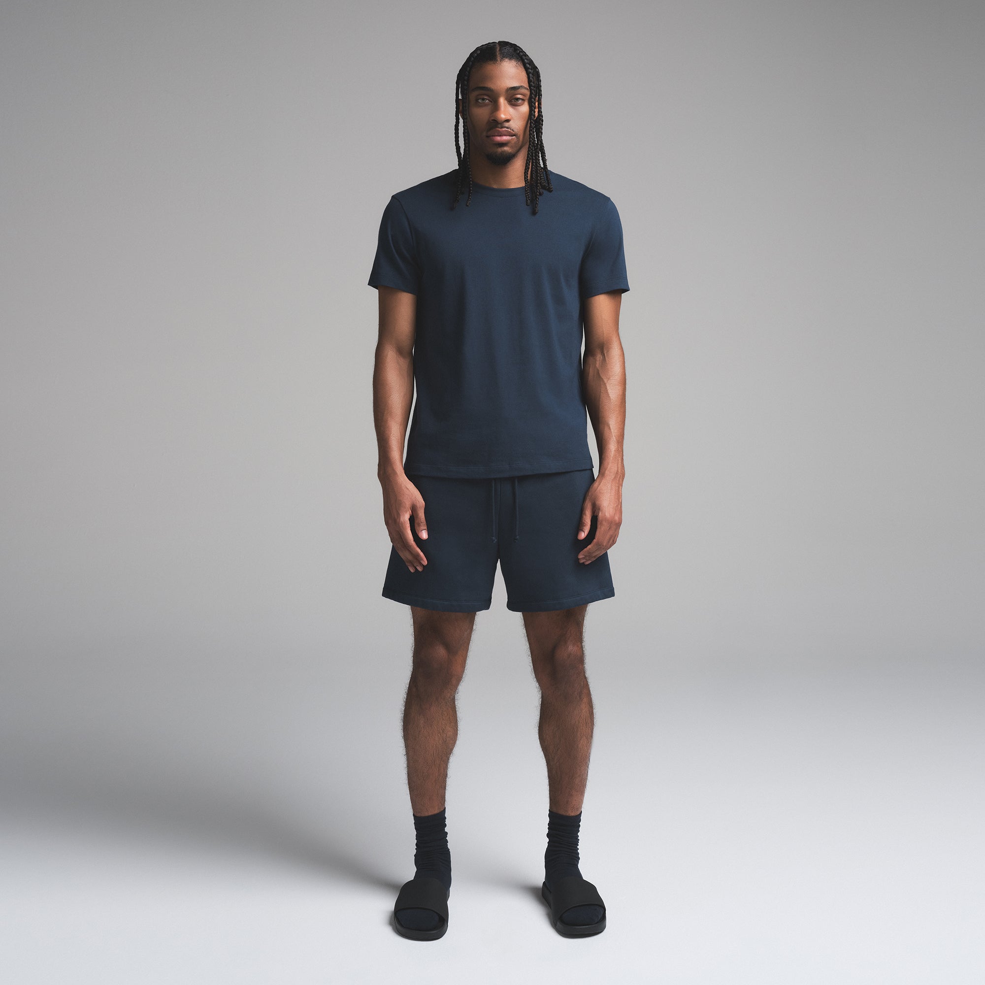SKIMS FLEECE LOUNGE MENS RELAXED SHORT | NAVY