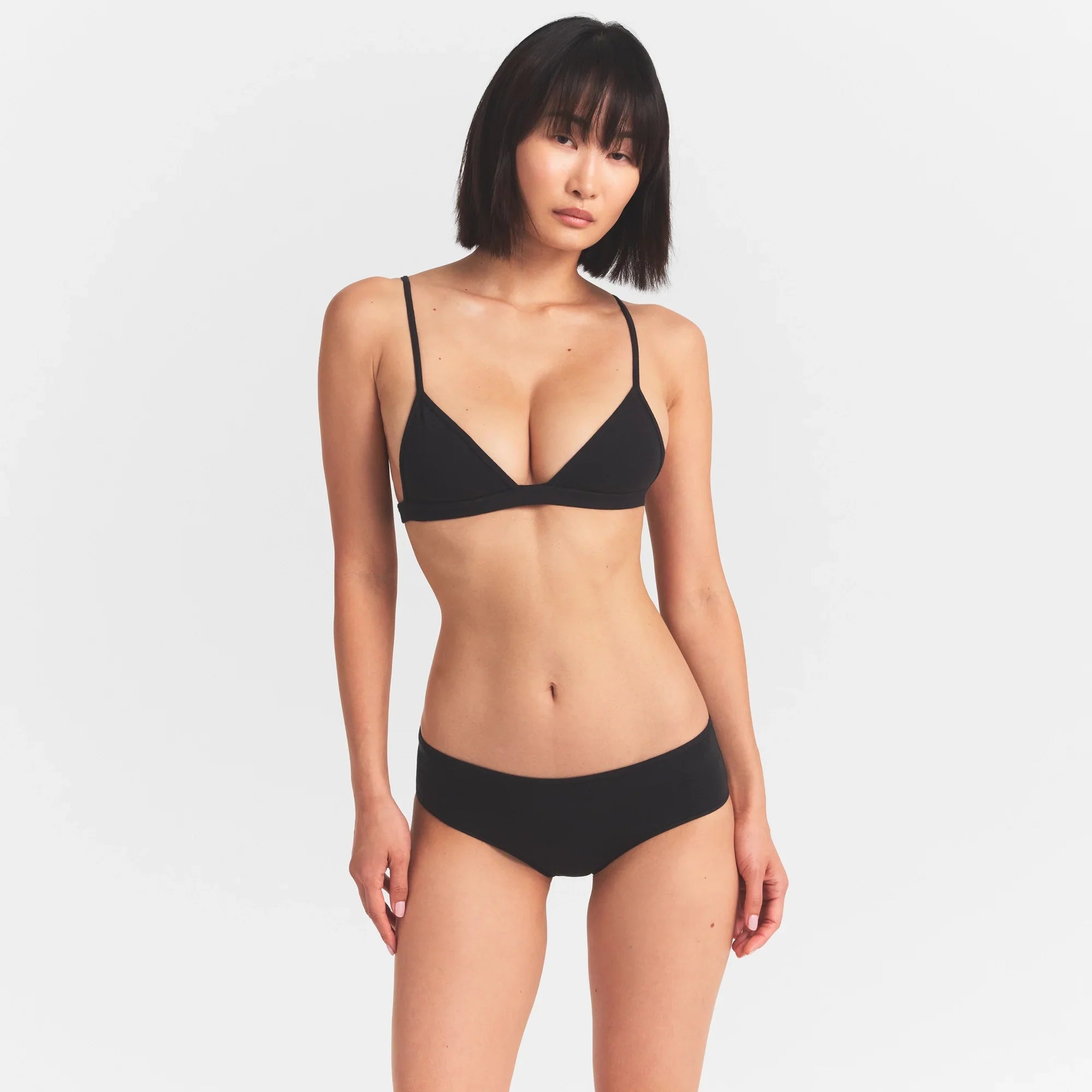 SKIMS EVERYDAY COTTON TRIANGLE BRALETTE | ONYX