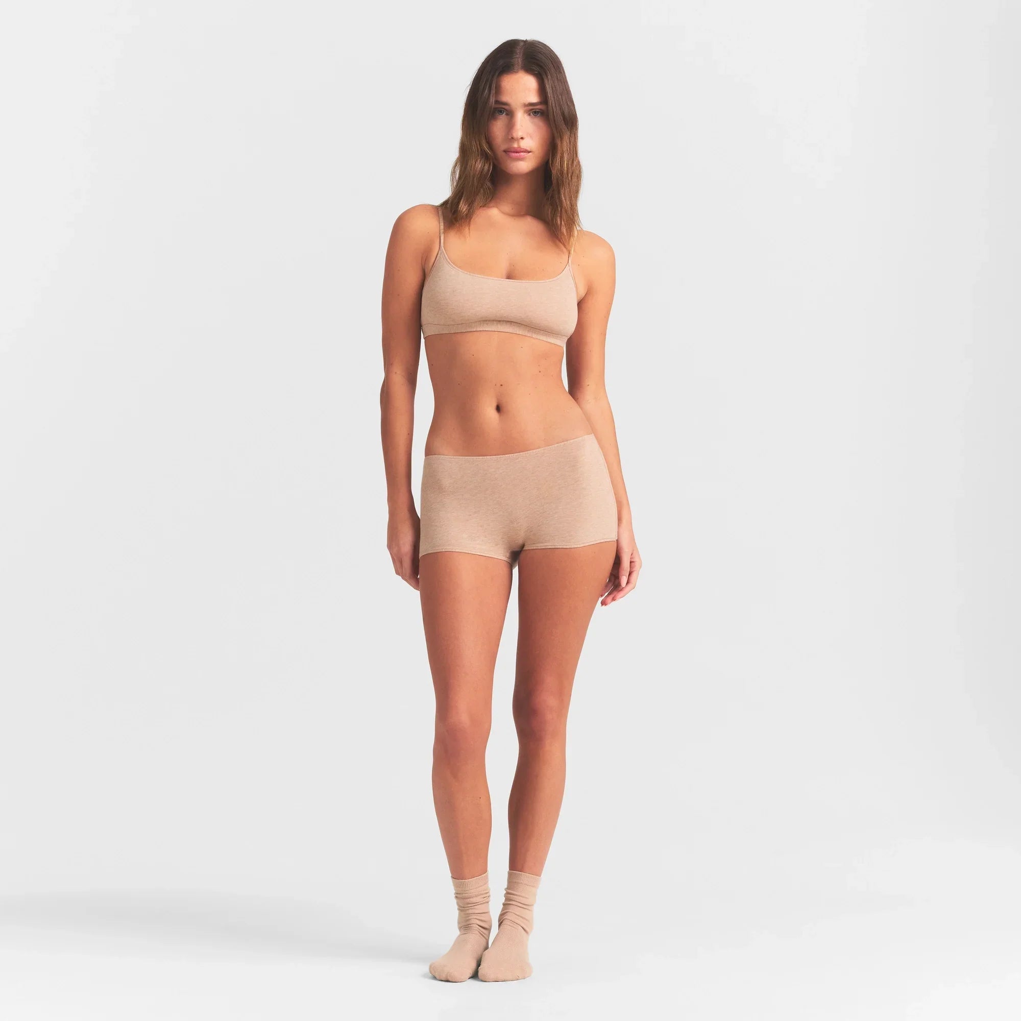 SKIMS EVERYDAY COTTON SCOOP BRALETTE | CLAY HEATHER