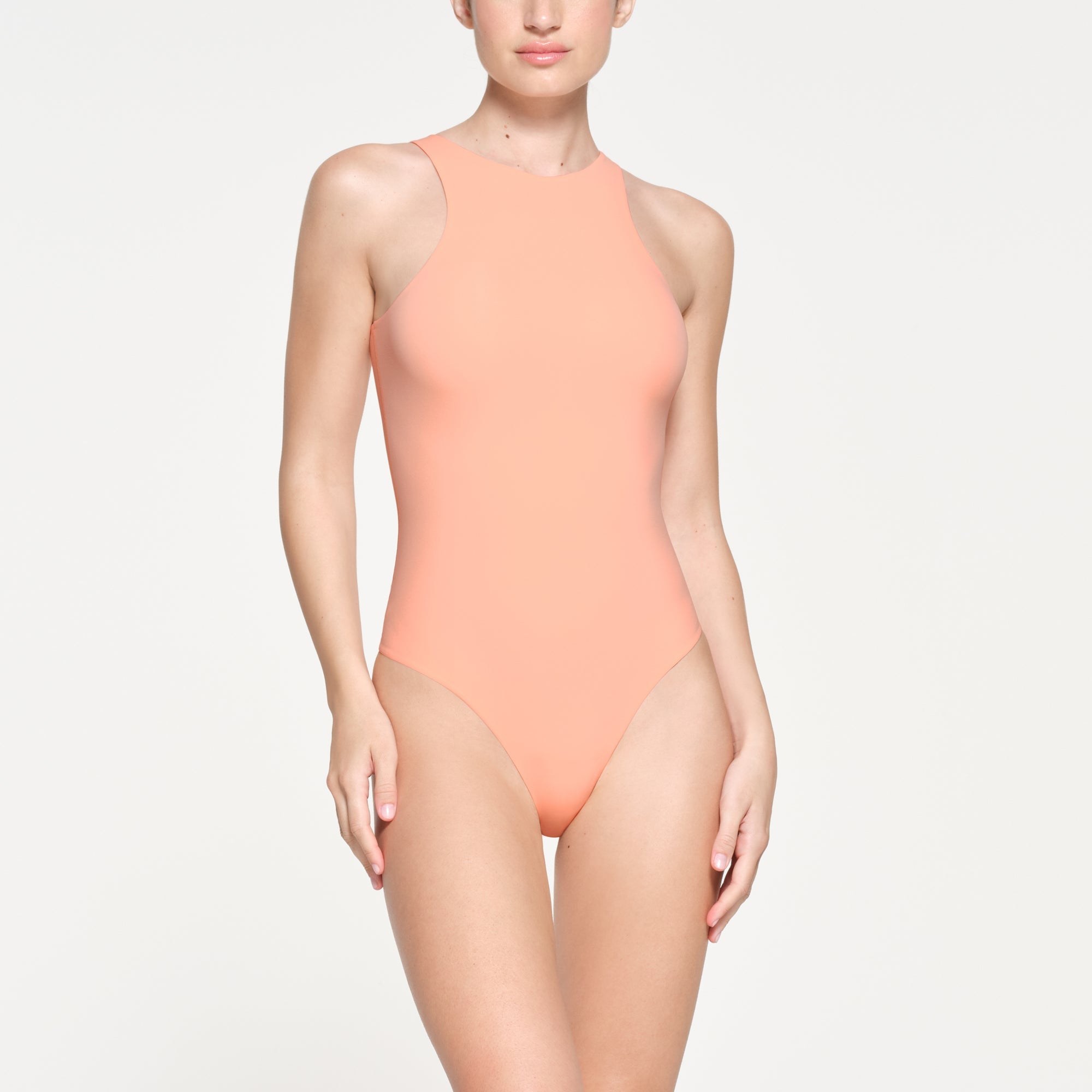 SKIMS FITS EVERYBODY HIGH NECK BODYSUIT | FADED NECTAR