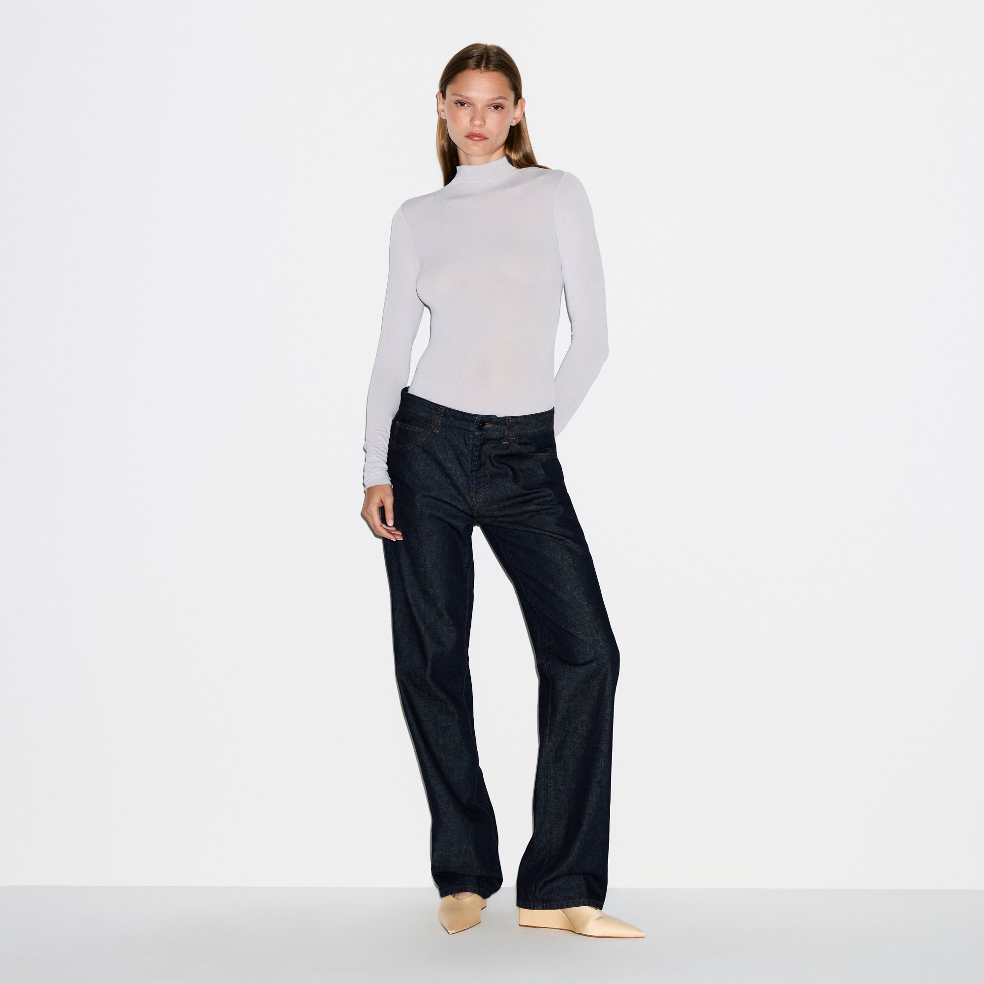 SKIMS SHEER MODAL LONG SLEEVE TURTLENECK BODYSUIT | MIST