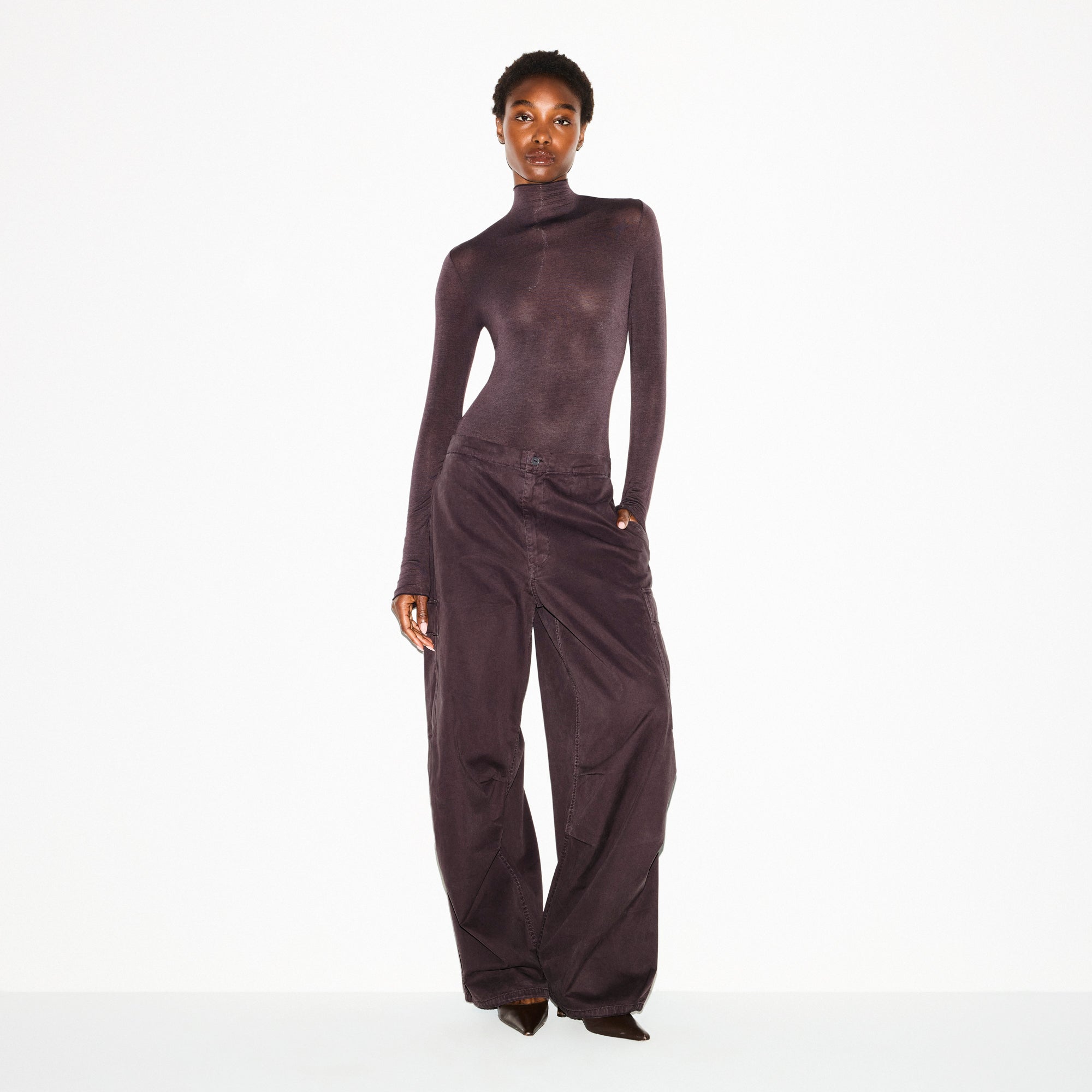 SKIMS SHEER MODAL LONG SLEEVE TURTLENECK BODYSUIT | PHOENIX