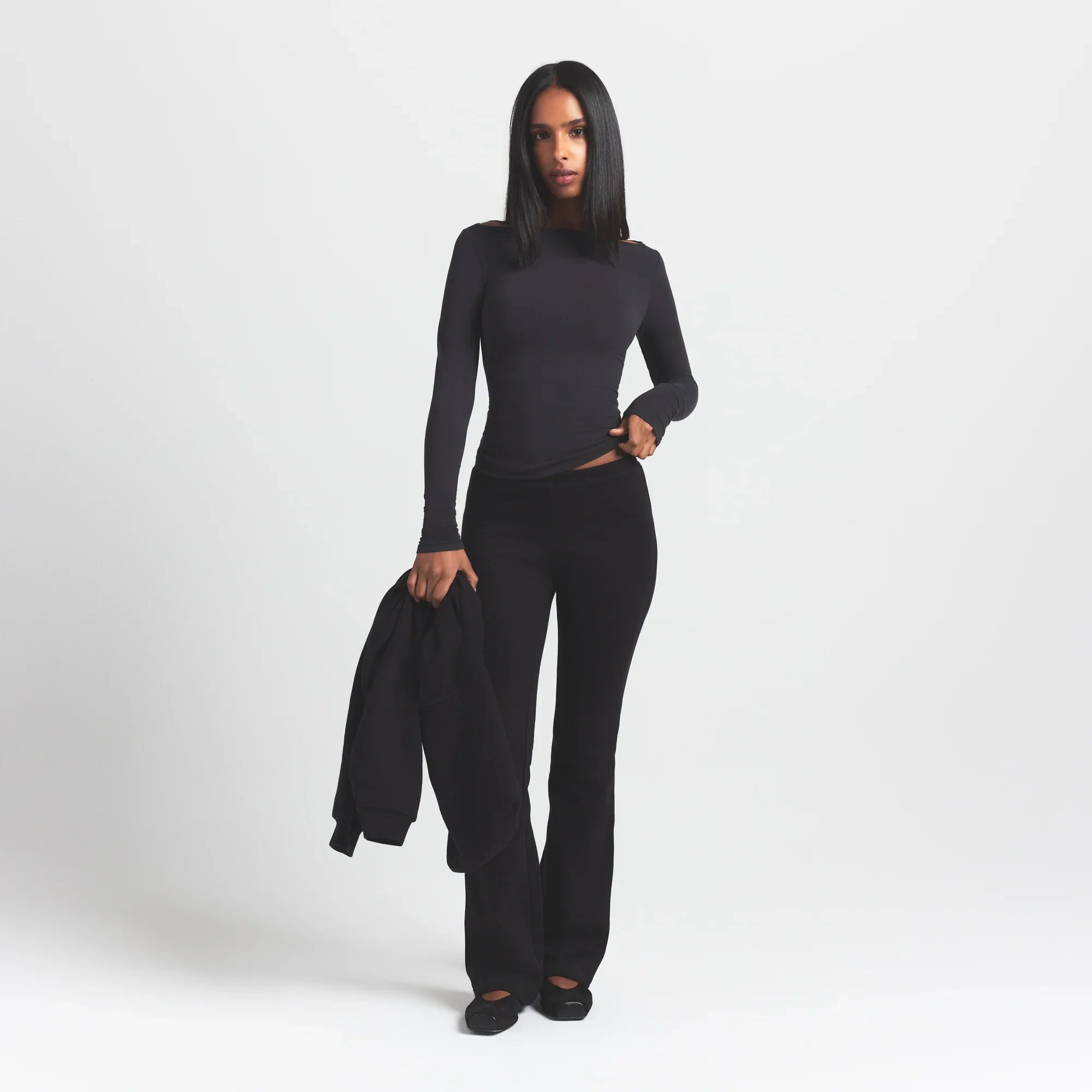 SKIMS COTTON FLEECE SLIM PANT | ONYX