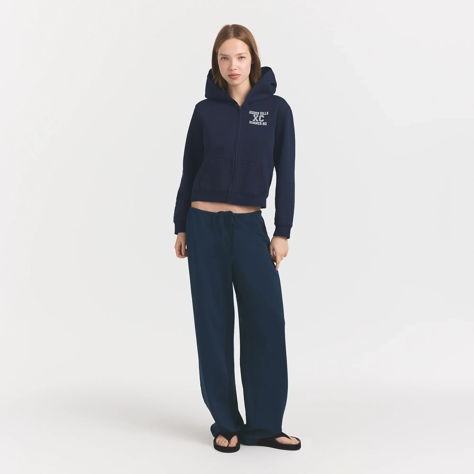 SKIMS HEAVYWEIGHT CREPE STRAIGHT LEG PANT | NAVY