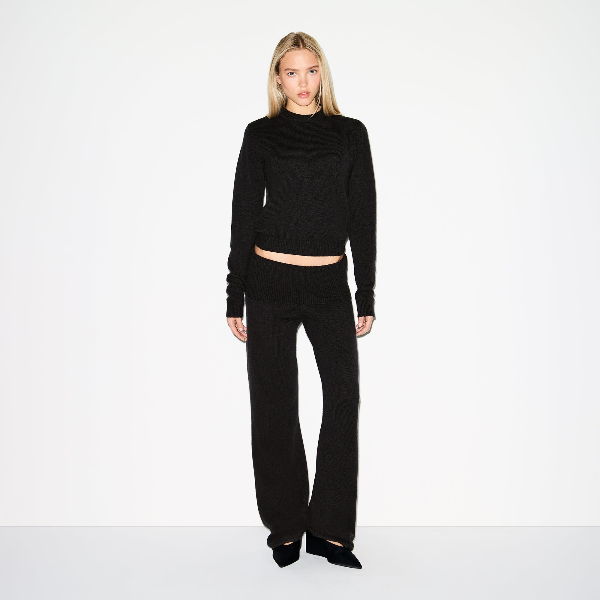 SKIMS WOOL CASHMERE FOLDOVER PANT | ONYX