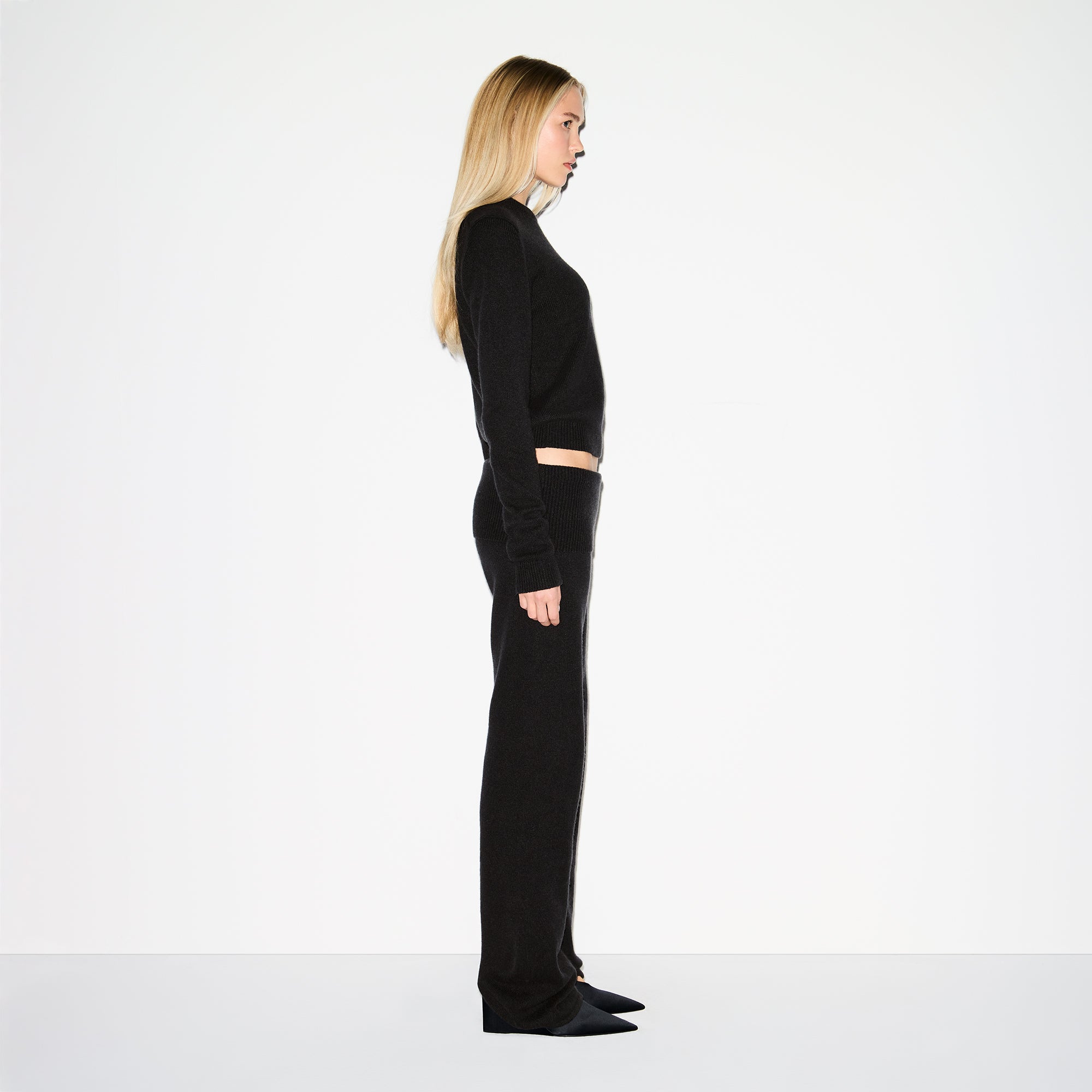 SKIMS WOOL CASHMERE FOLDOVER PANT | ONYX