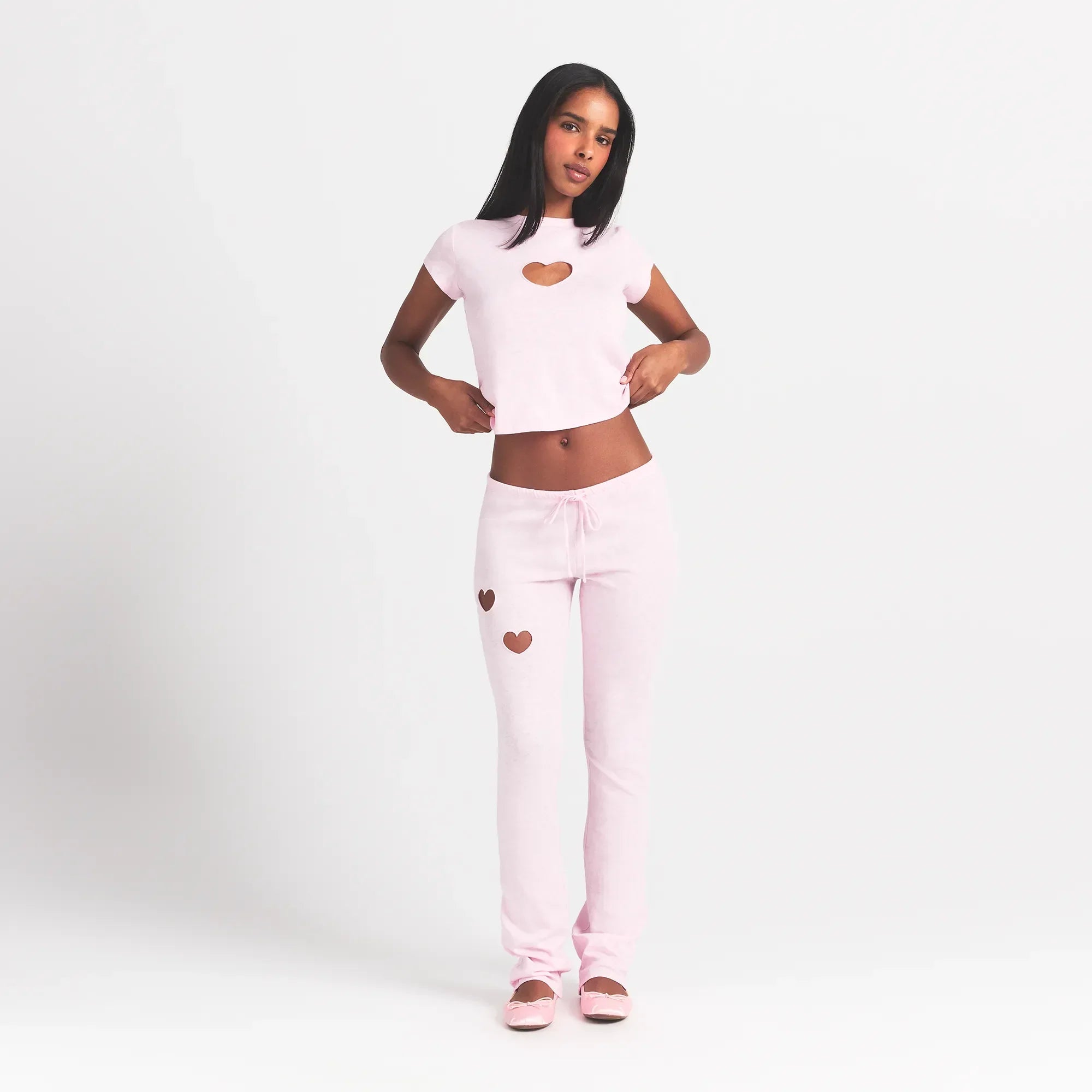 SKIMS WORN IN JERSEY HEART STRAIGHT LEG PANT | BABY PINK