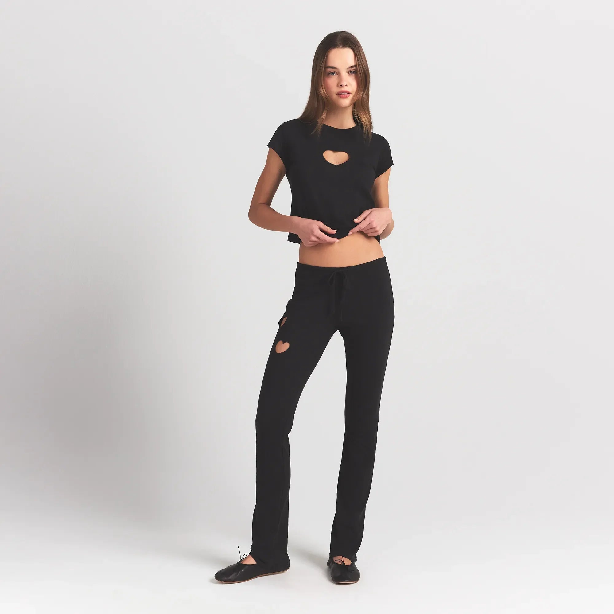 SKIMS WORN IN JERSEY HEART STRAIGHT LEG PANT | WASHED ONYX