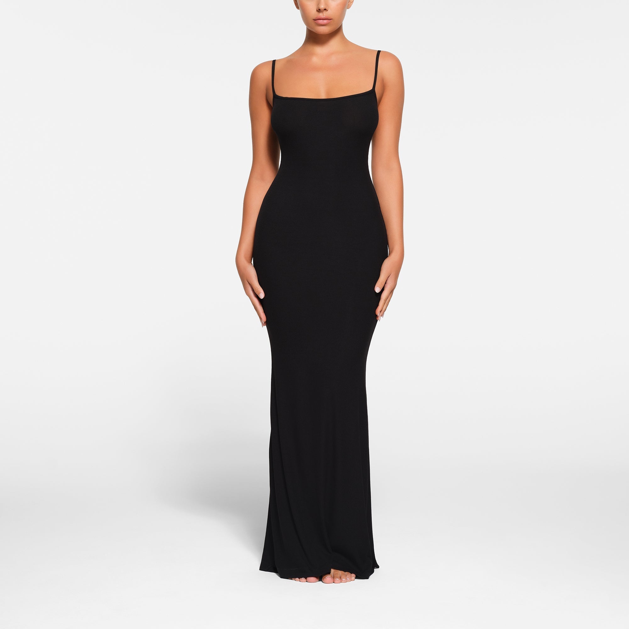 SKIMS SOFT LOUNGE PETITE LONG SLIP DRESS | ONYX