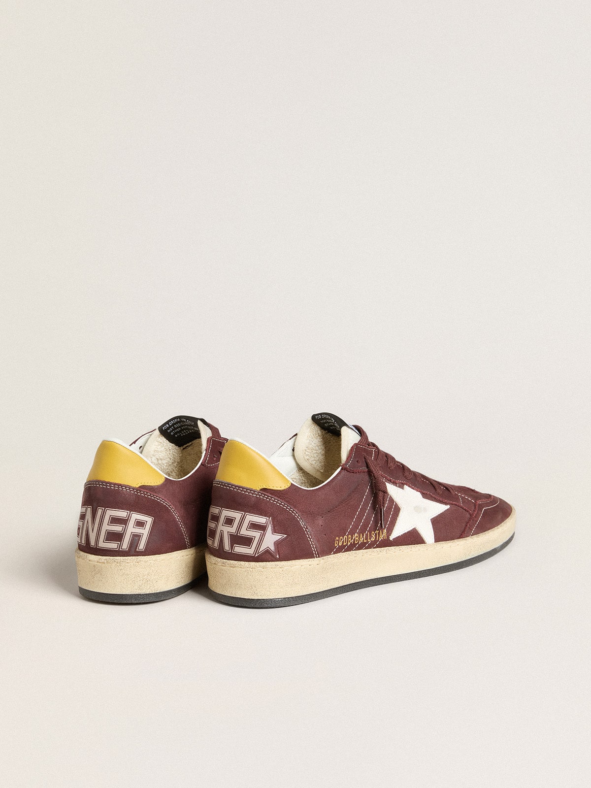 Golden Goose Men's Ball Star in chocolate nubuck with leather star and heel tab